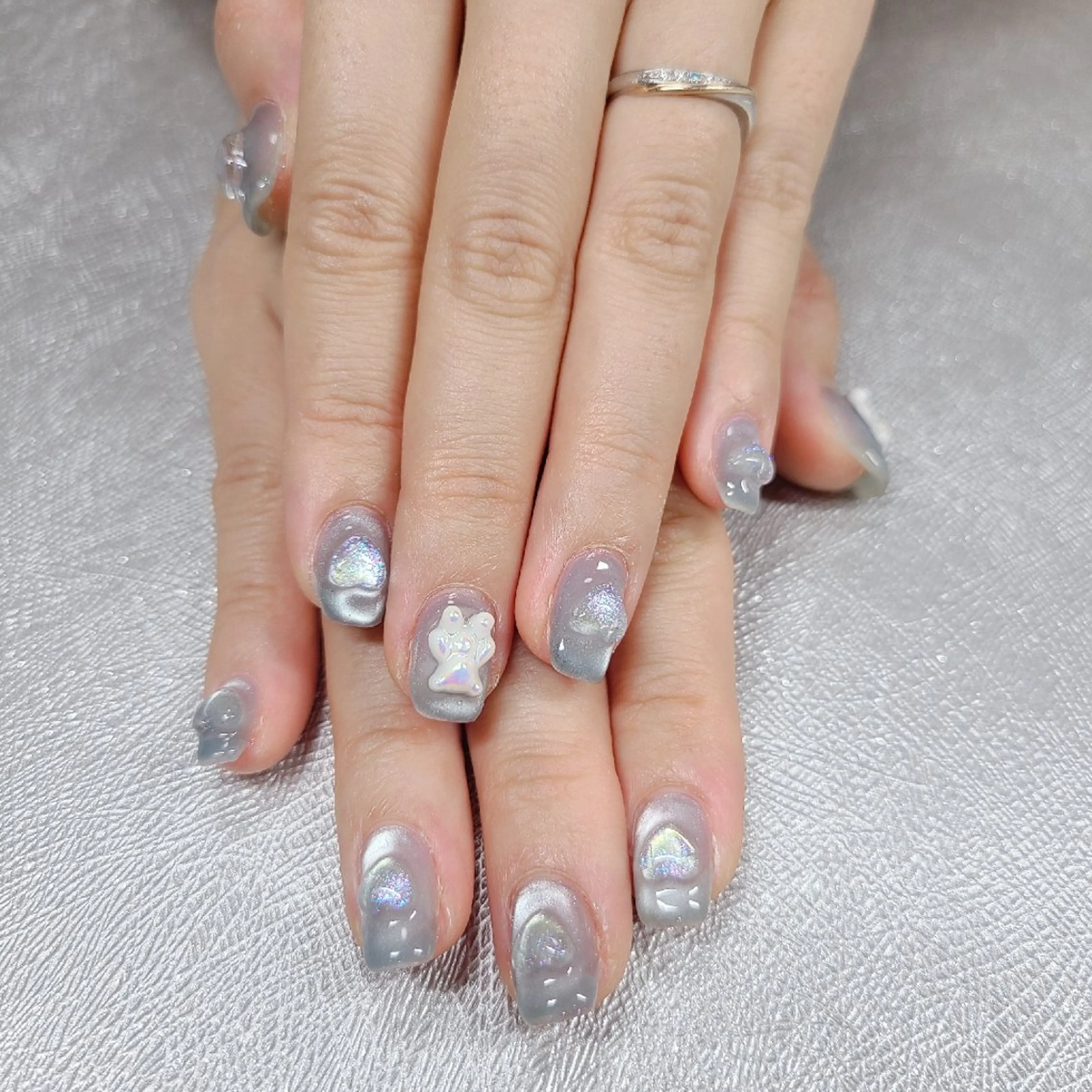 ネイル 水色 マグネットネイル 持ち込み 52 nailのネイルデザイン