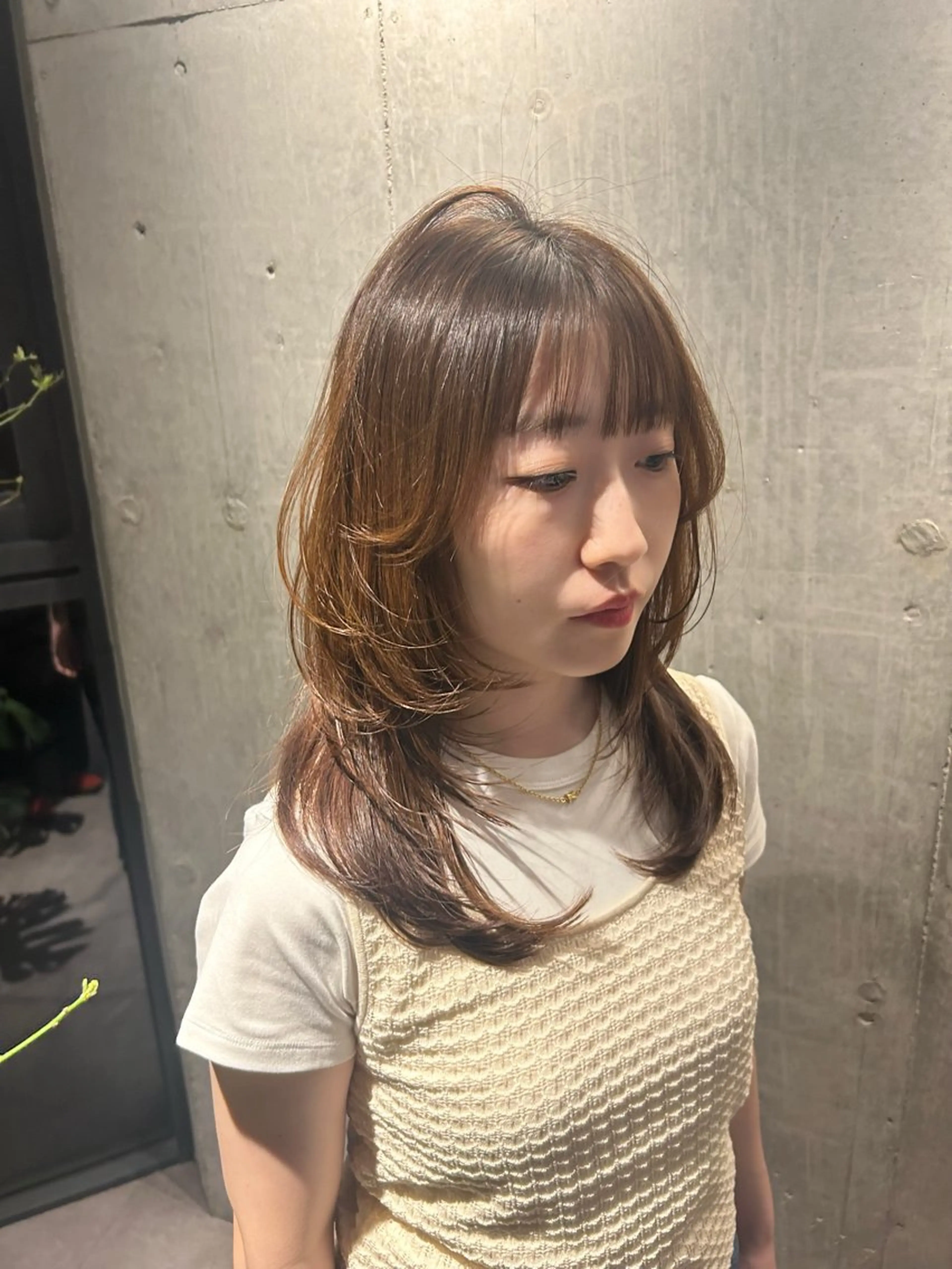 ミディアム カラー パーマ ハイレイヤー レイヤーカット 👒oikawa kaede🍃のヘアスタイル