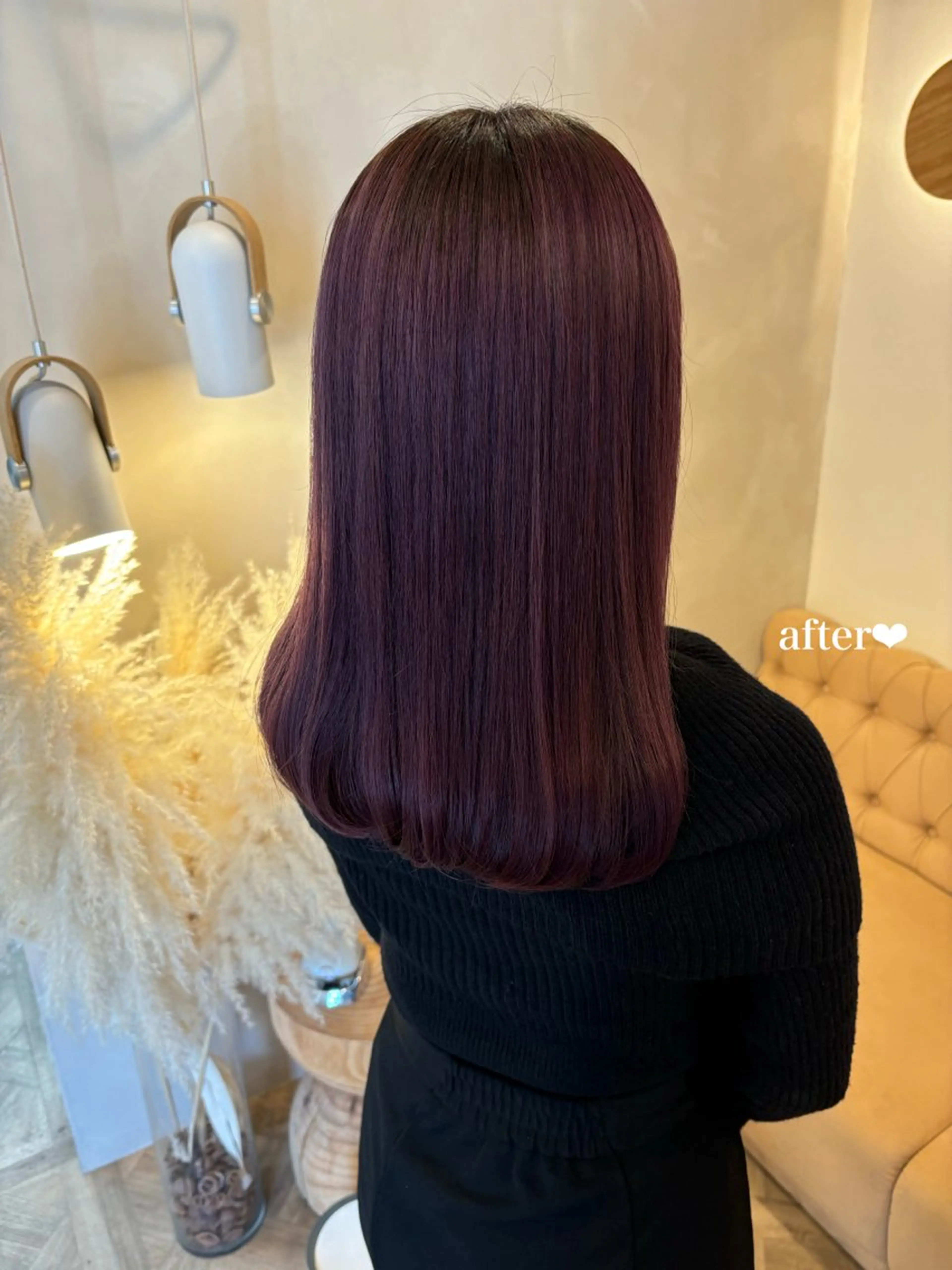 ミディアム カラー ヘアカラー トリートメント ミルクティ/ピンク/ レイヤー/yuriaのヘアスタイル