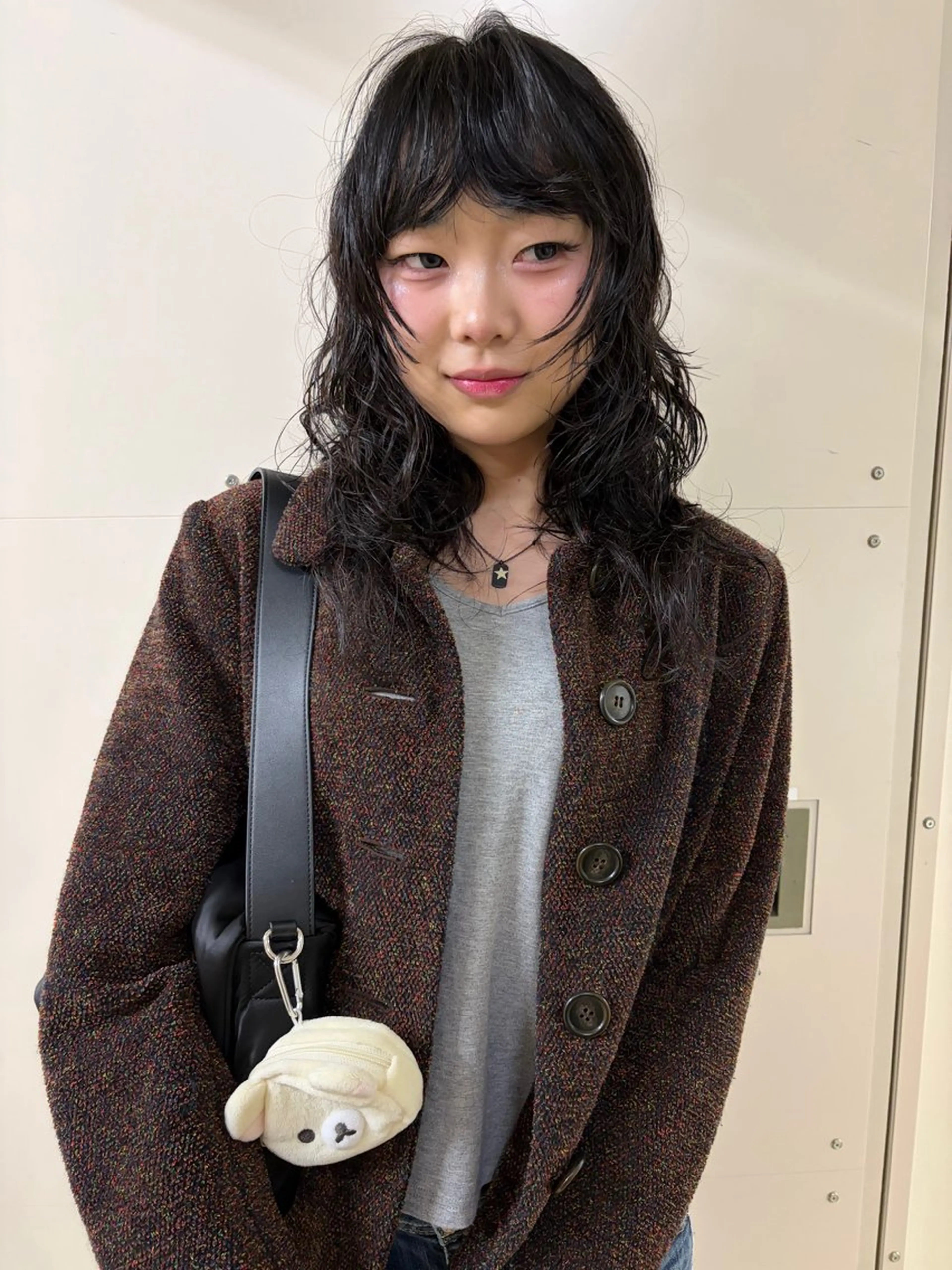 ミディアム パーマ ミディアムパーマ くせ毛 顔周りカット ハッシュカット レイヤーカット カット パーマ ボブ/パーマ kusa‪🌱‬のヘアスタイル