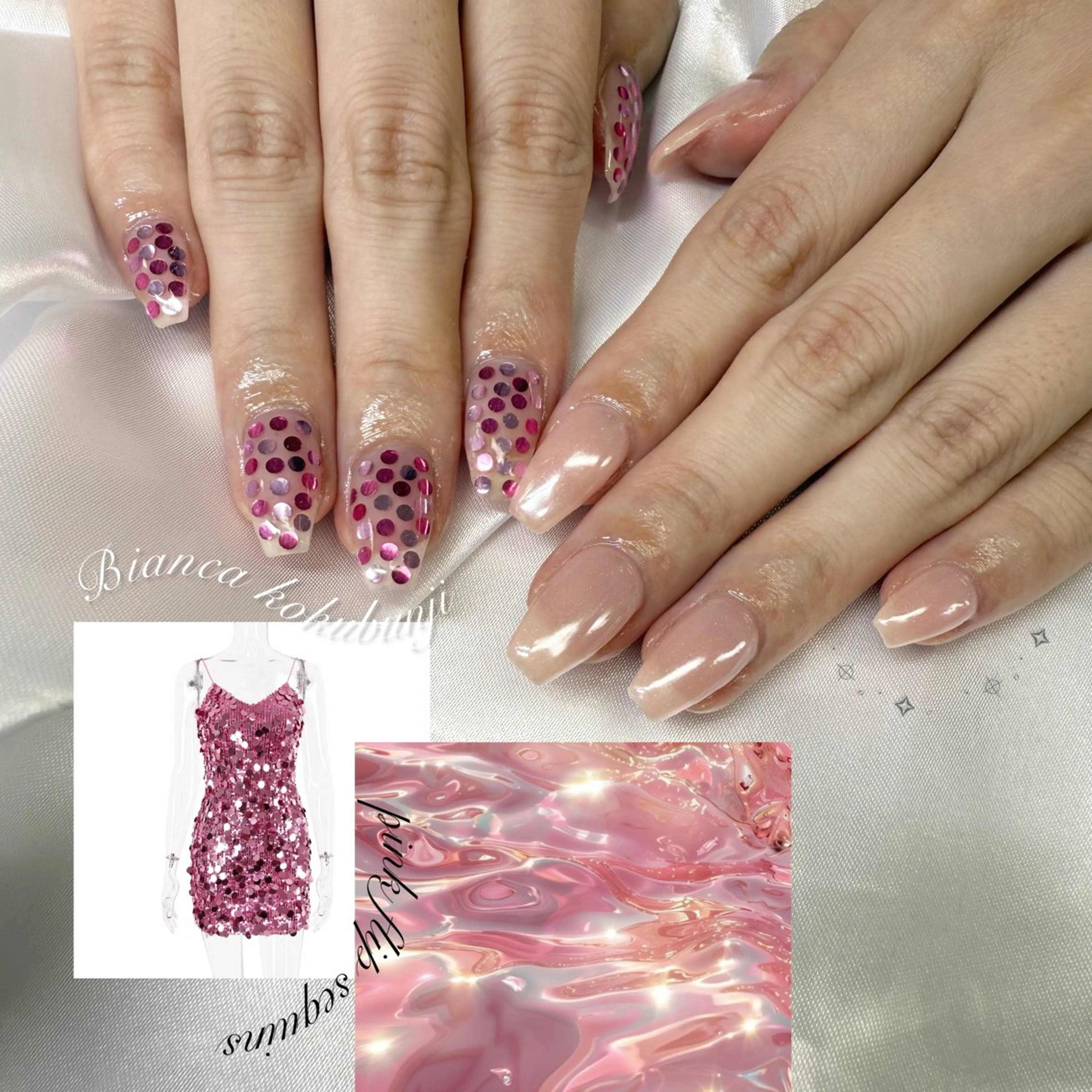 ネイル キラキラネイル ラメ(グリッター) 持ち込み ピンク ハンドネイル Bianca☁国分寺 🤍店長/黒木愛美のネイルデザイン