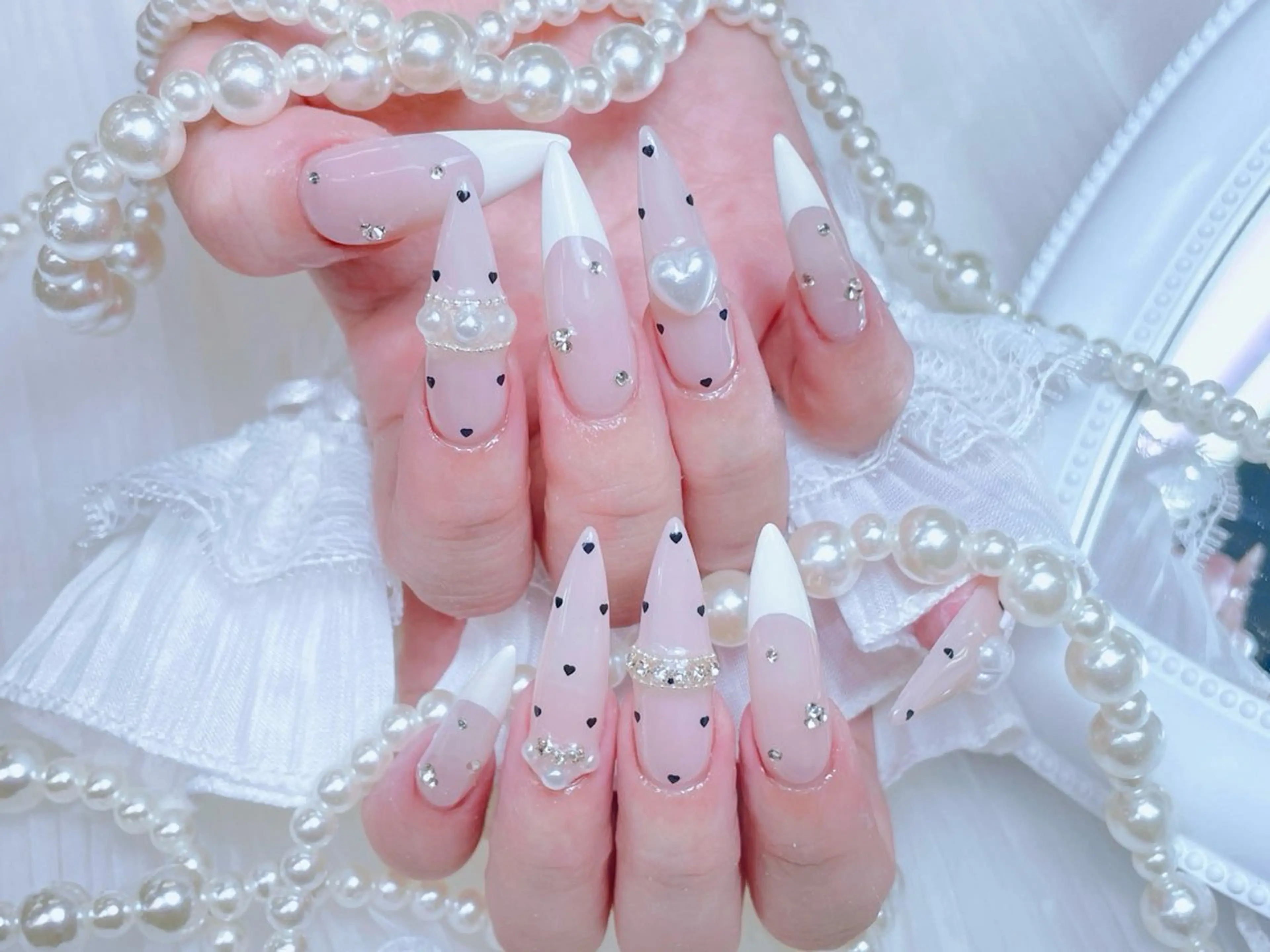 ネイル クリアネイル ロングネイル マグネットネイル 大理石ネイル(マーブル) 春ネイル ハンドネイル princess 木戸　唯のネイルデザイン