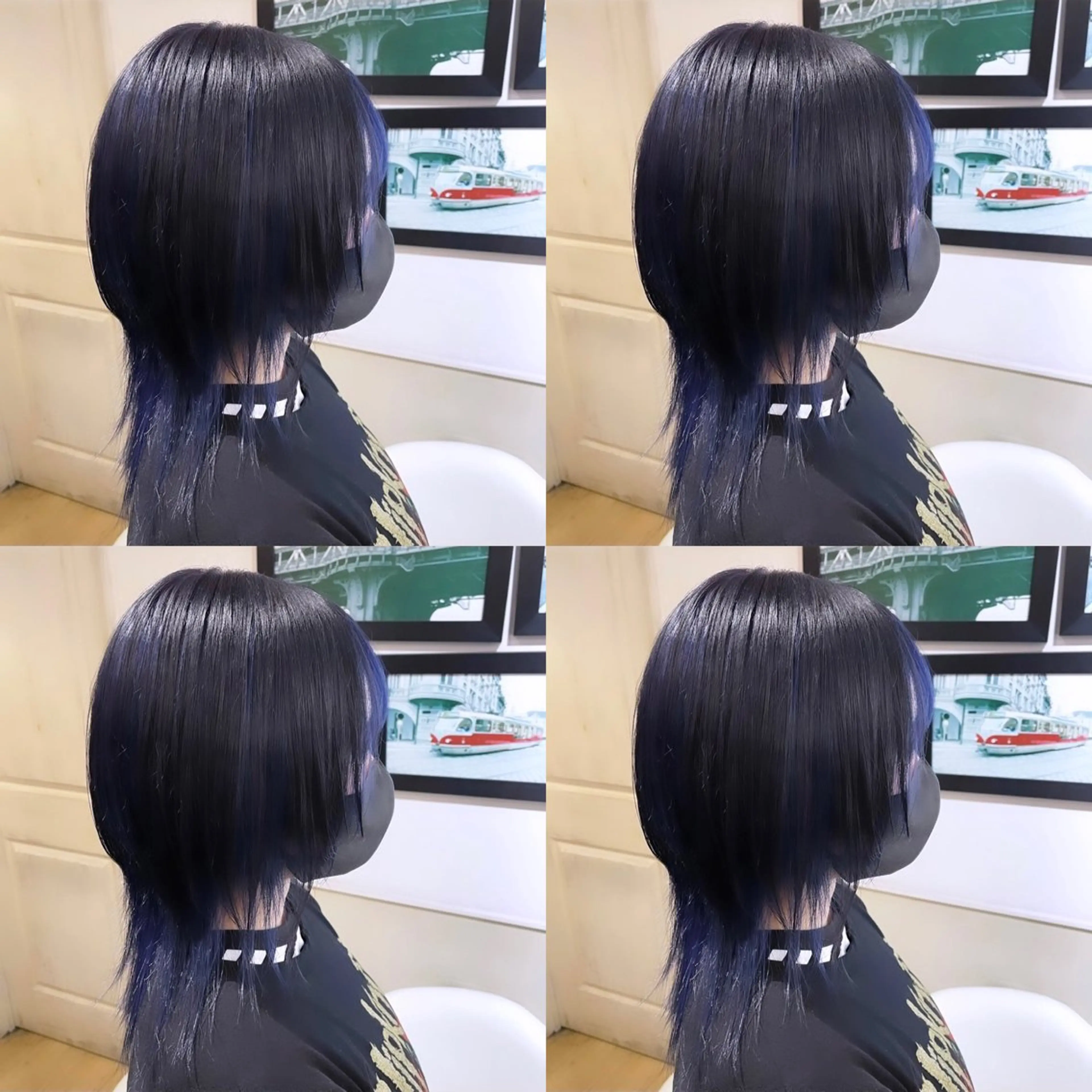 ミディアム カラー 黒髪 ネイビーカラー 🌟トップデザイナー 高橋🌟のヘアスタイル