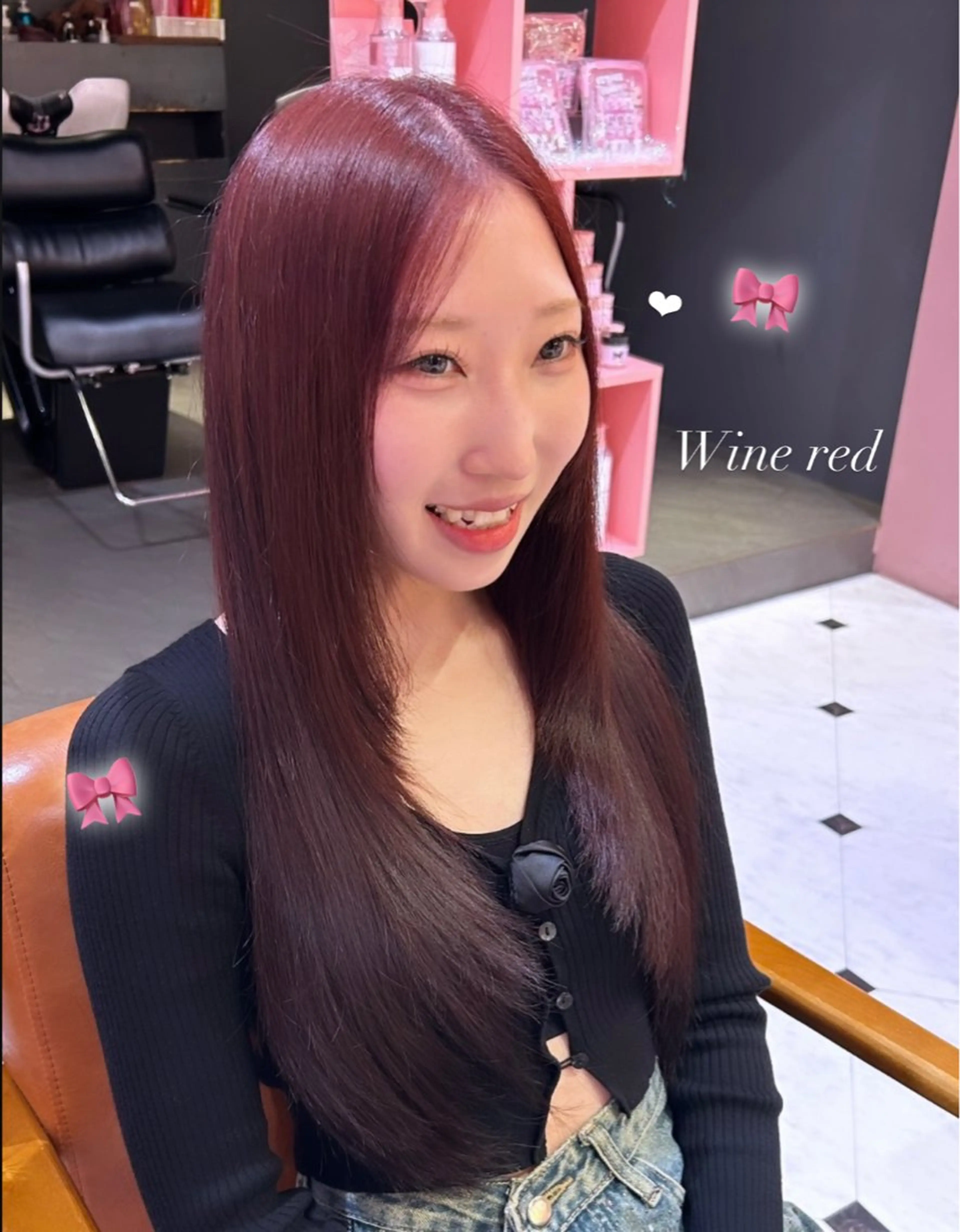冬人気⛄️🤍 ワインレッドカラー🎀 カラー+高保湿トリートメント💟の写真