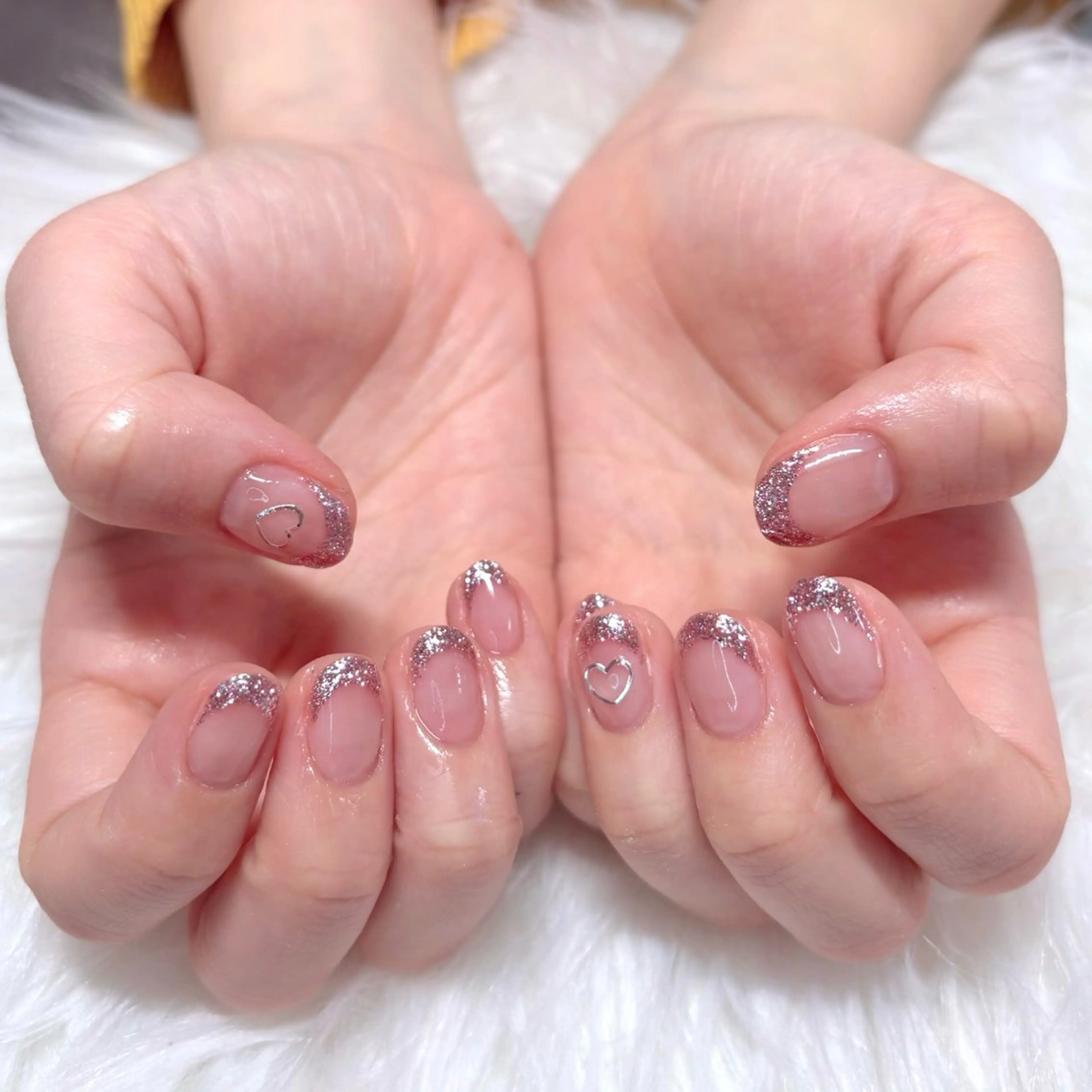ネイル フレンチネイル ラメ(グリッター) ハンドネイル Noix nailのネイルデザイン