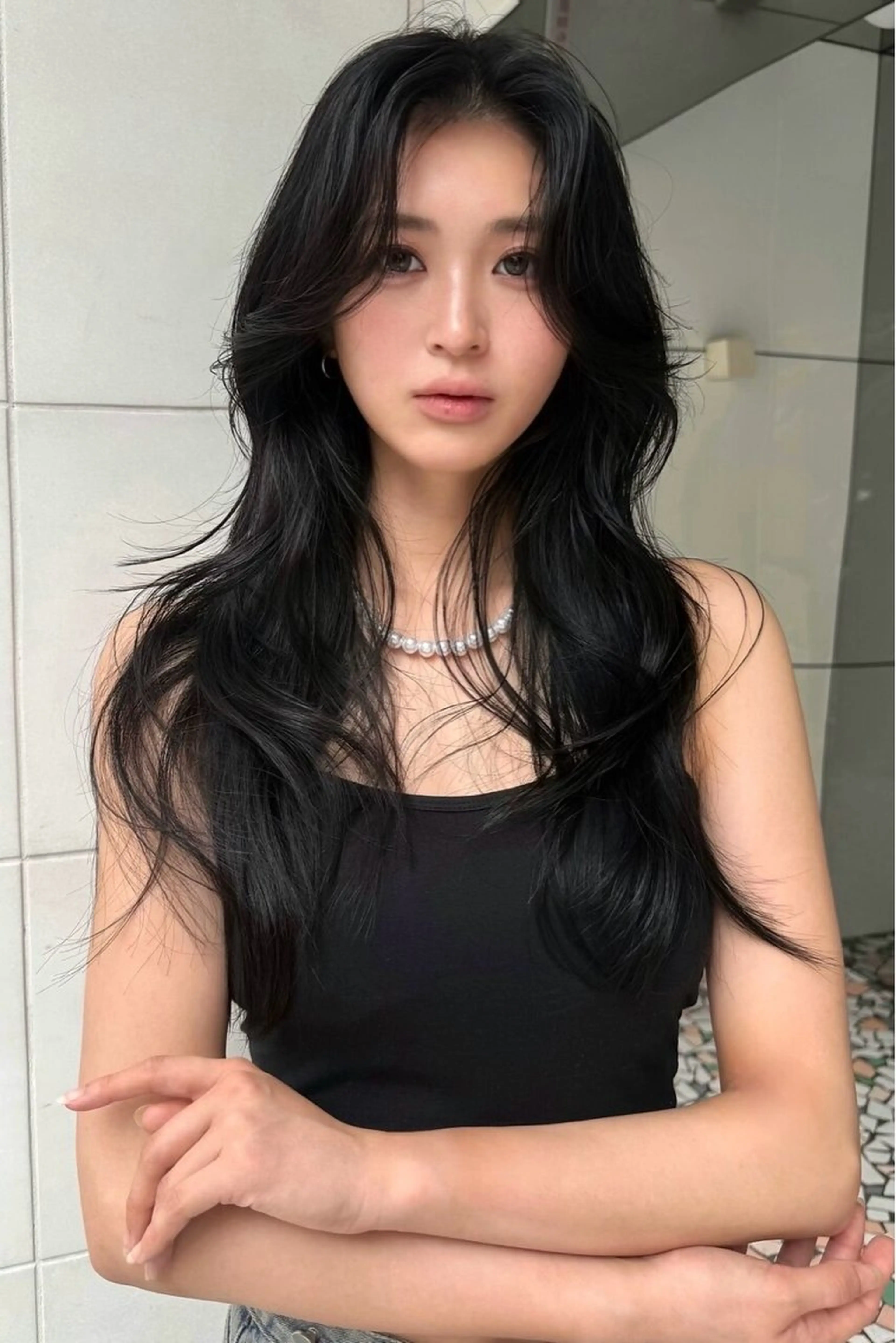 ロング カット メッシュカラー 艶髪/西尾 幸樹のヘアスタイル