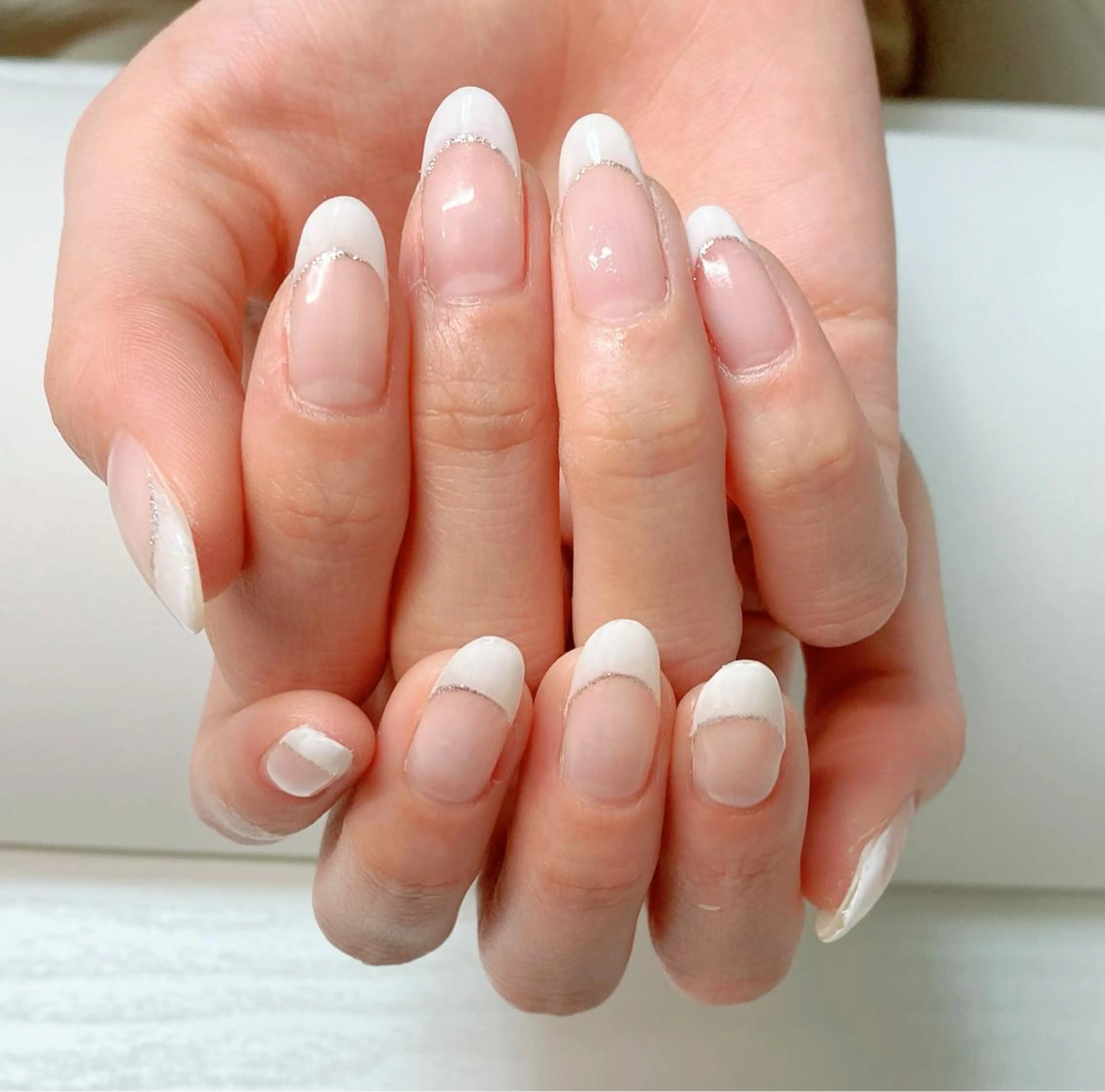 ネイル フレンチネイル ラメ(グリッター) eyelash & nail  AN所属・eyelash & nail  ＡＮのマツエク・マツパデザイン