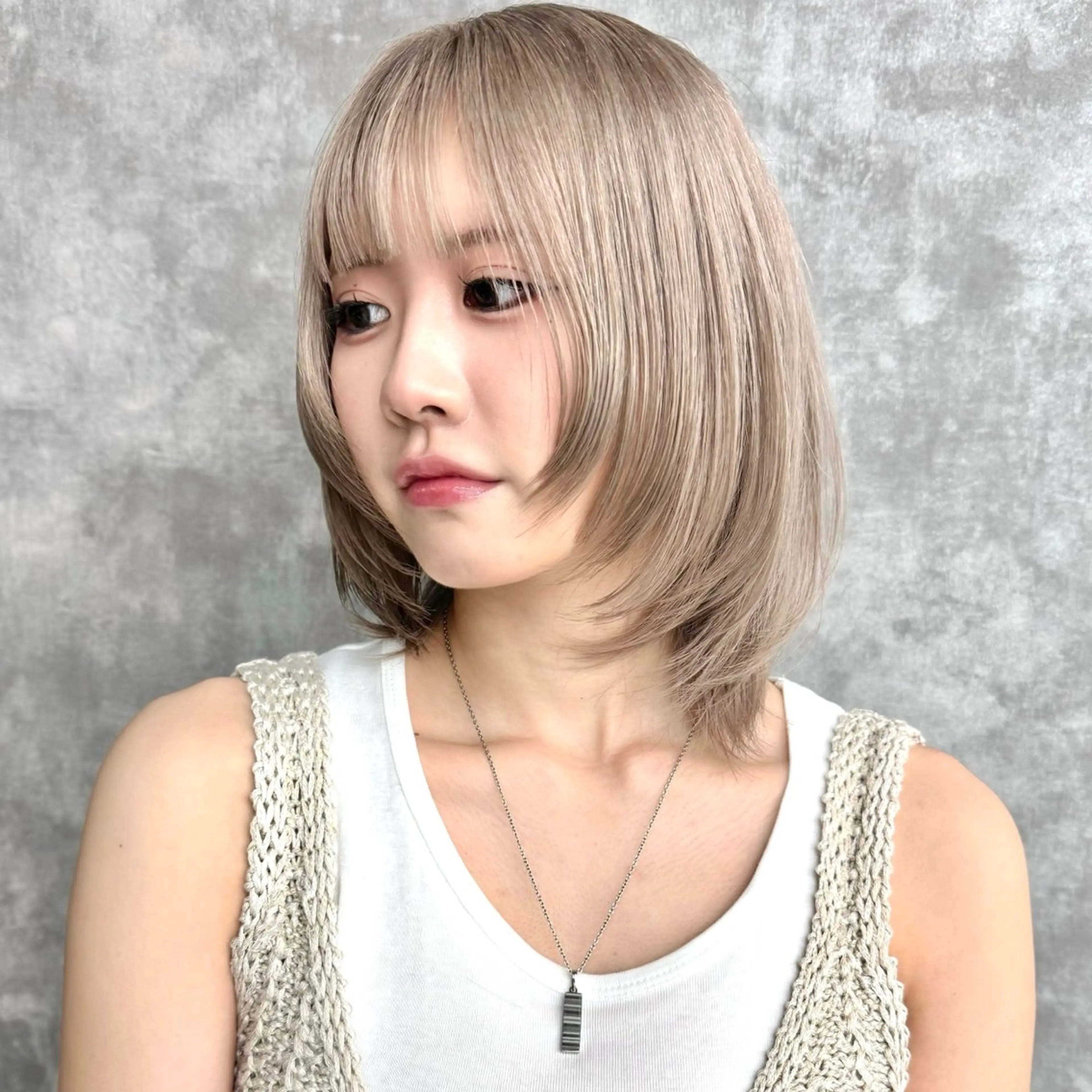 ミディアム カラー パーマ ヘアアレンジ メンズ キッズ グレージュ カット ヘアカラー トリートメント ✨艶ハイトーン/ 💗モモ໒꒱のヘアスタイル