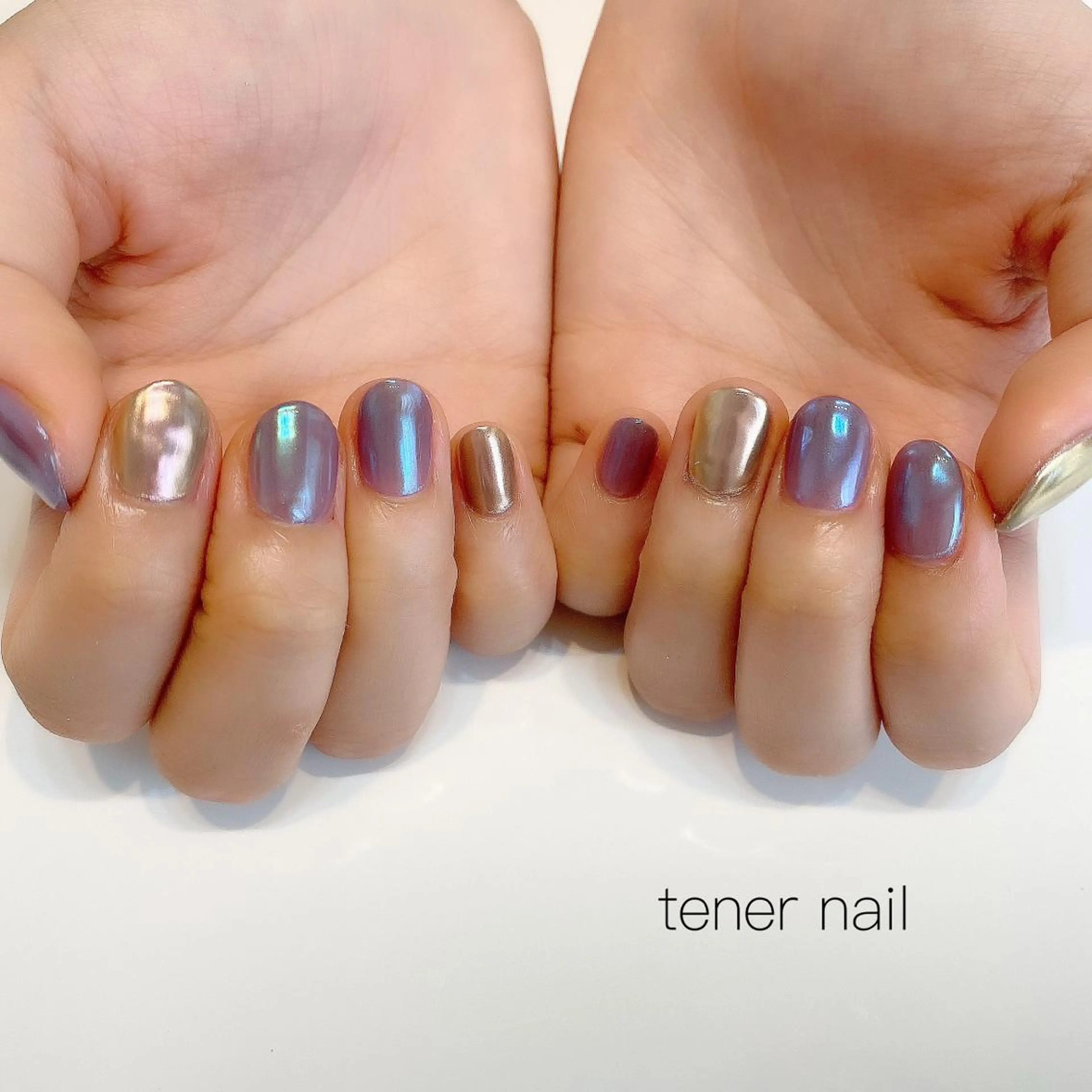 ネイル オーロラネイル ミラーネイル ピンク tener  nail  テネルネイル所属・テネルネイル tener nailのネイルデザイン