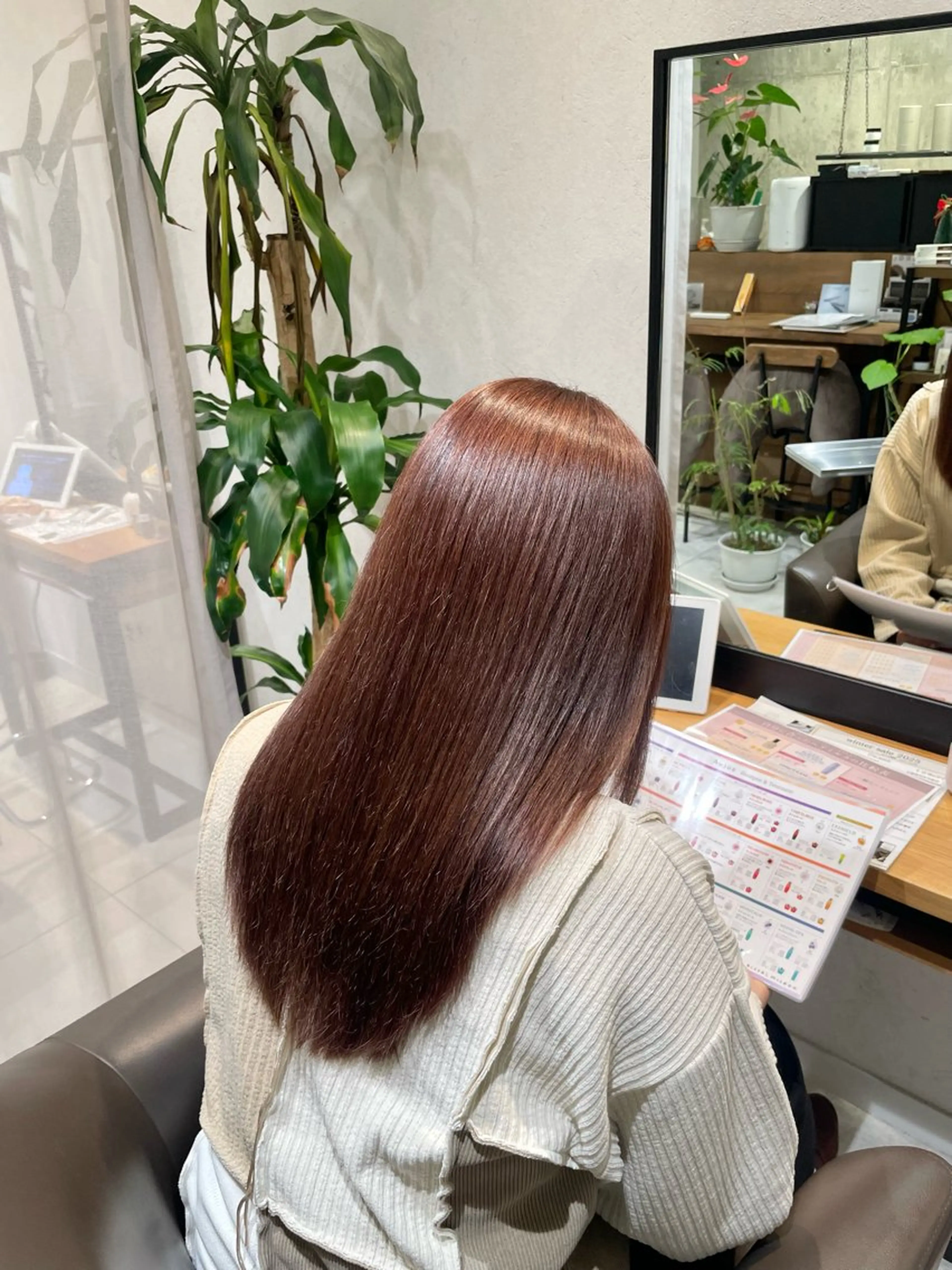 ロング カラー ブラウンカラー ピンクカラー ピンクブラウン カット ヘアカラー トリートメント 店長/ボブ/ 縮毛矯正/清水祥偉のヘアスタイル