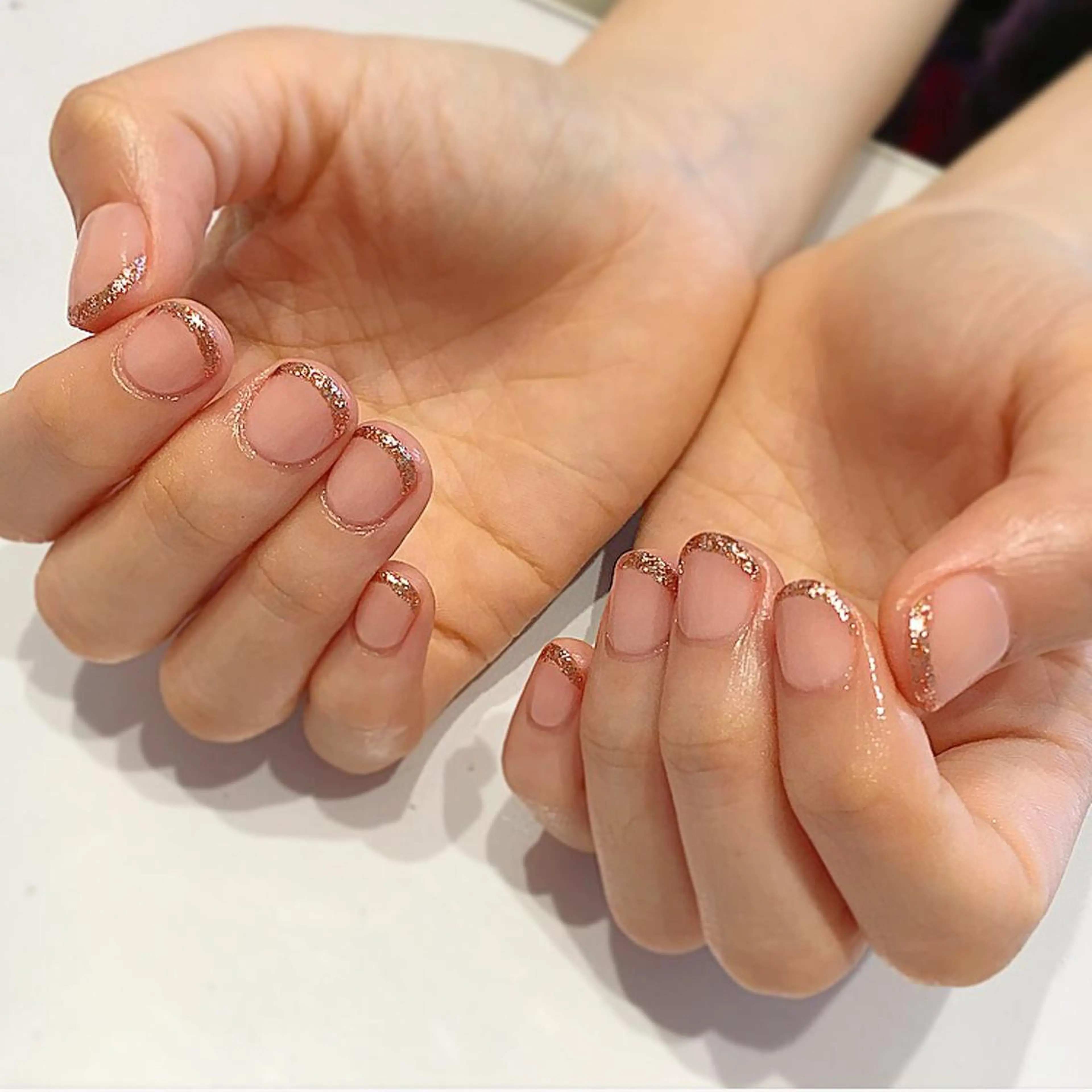 ネイル フレンチネイル ラメ(グリッター) オレンジ magical nailのネイルデザイン