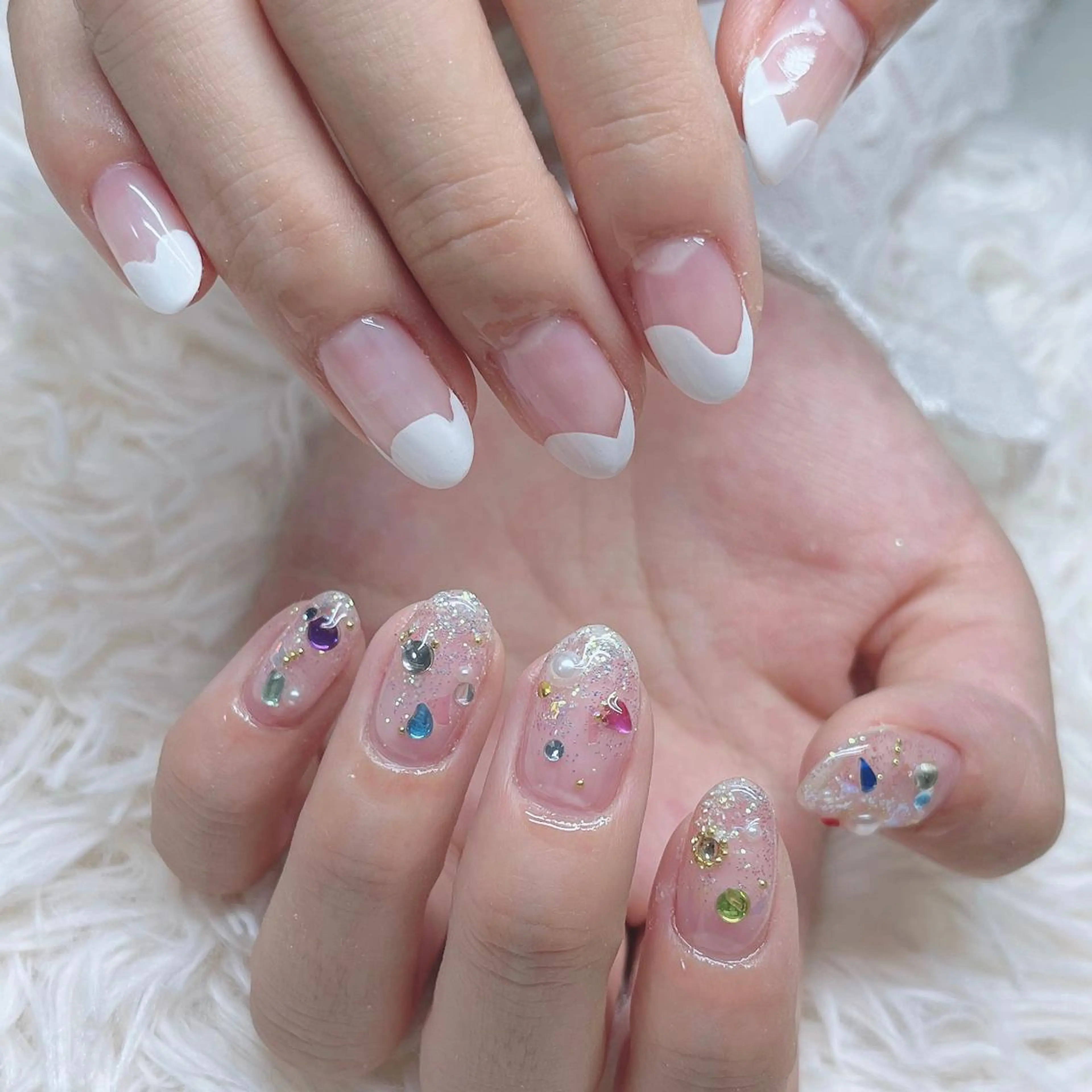 ネイル アートネイル クリアネイル フレンチネイル ジェルネイル ガラスフレンチ ハンドネイル 🐕‍🦺Yappy 💗A-tanのネイルデザイン