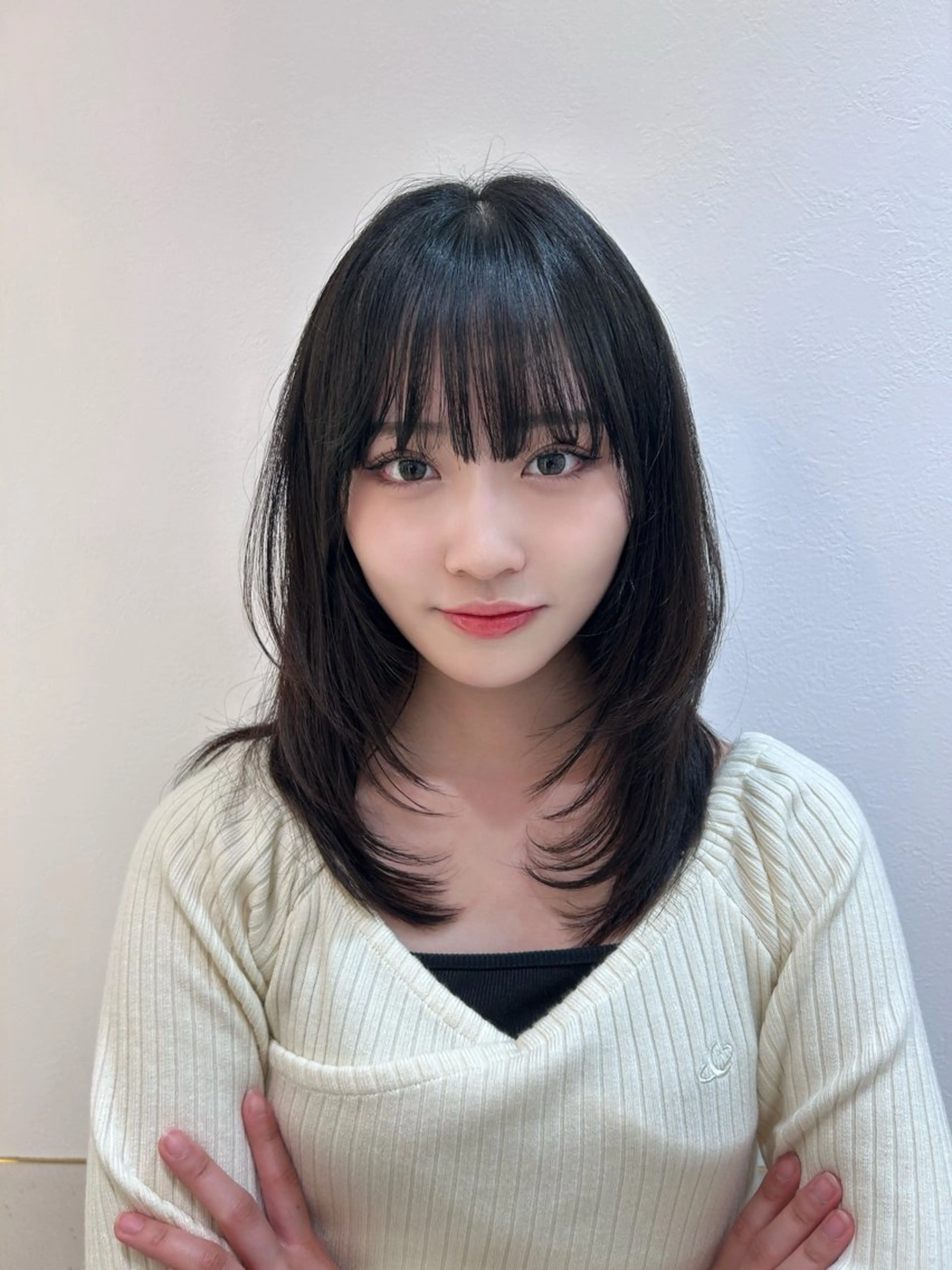 ミディアム ミディアムレイヤー 顔まわりレイヤー ハイレイヤー レイヤーカット ウルフカット カット ヘアカラー トリートメント ボブ/レイヤーボブ/ 髪質改善/梶川 夏季のヘアスタイル