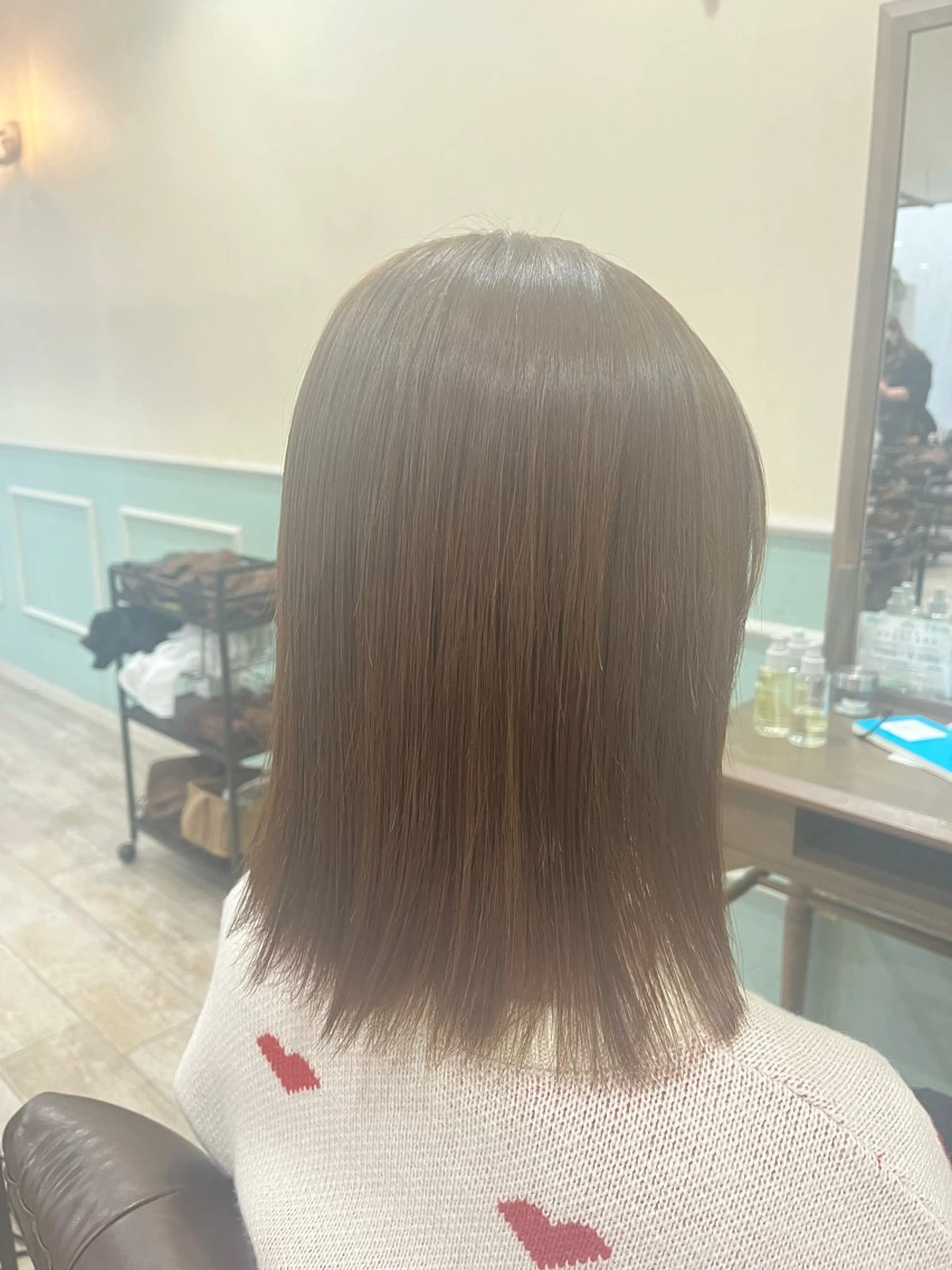 カラー 髪質改善 ヘアカラー ショートボブモデル縮 毛艶髪津田パーマのヘアスタイル