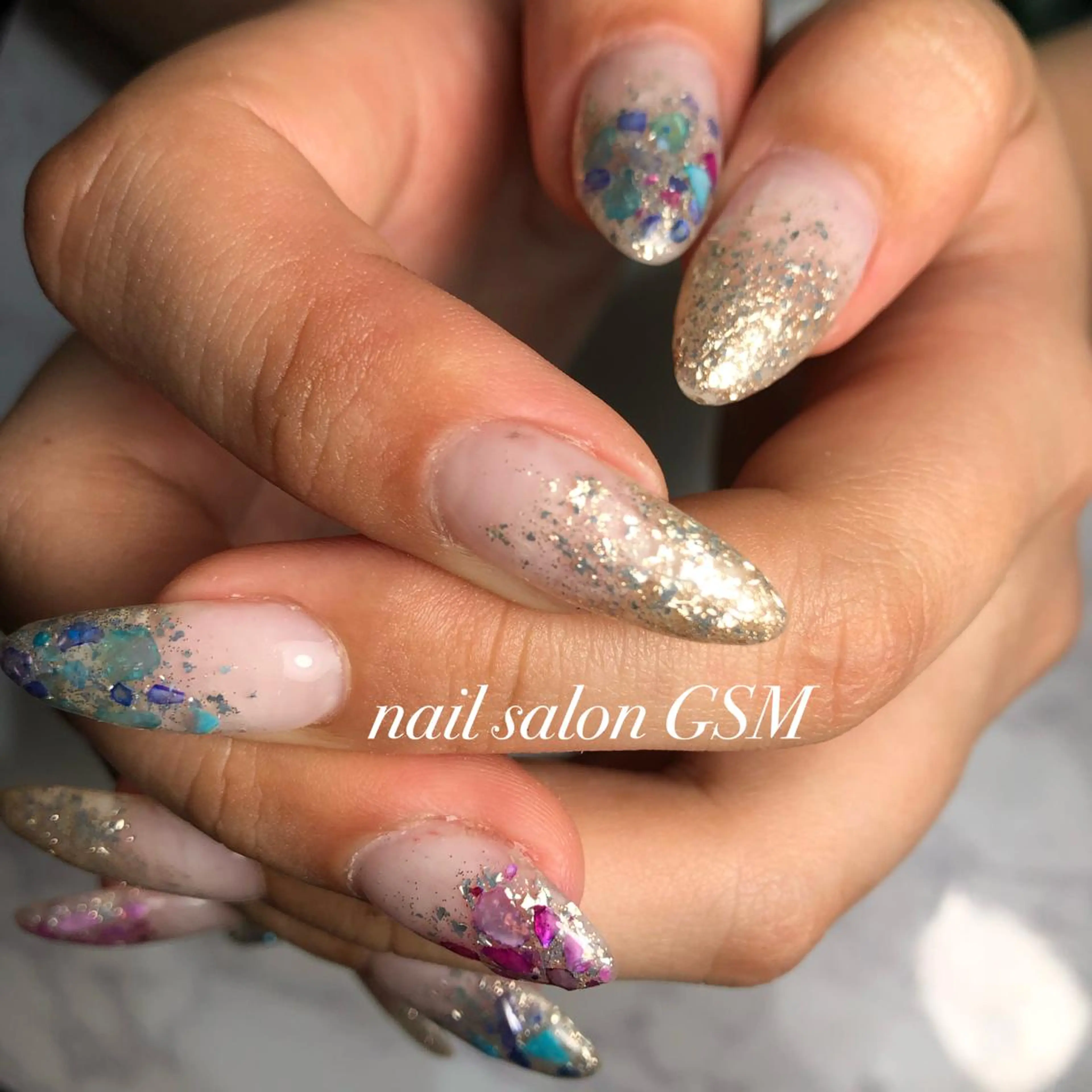 ネイル グラデーション ラメ(グリッター) ラメグラデーション nail salon GSMのネイルデザイン