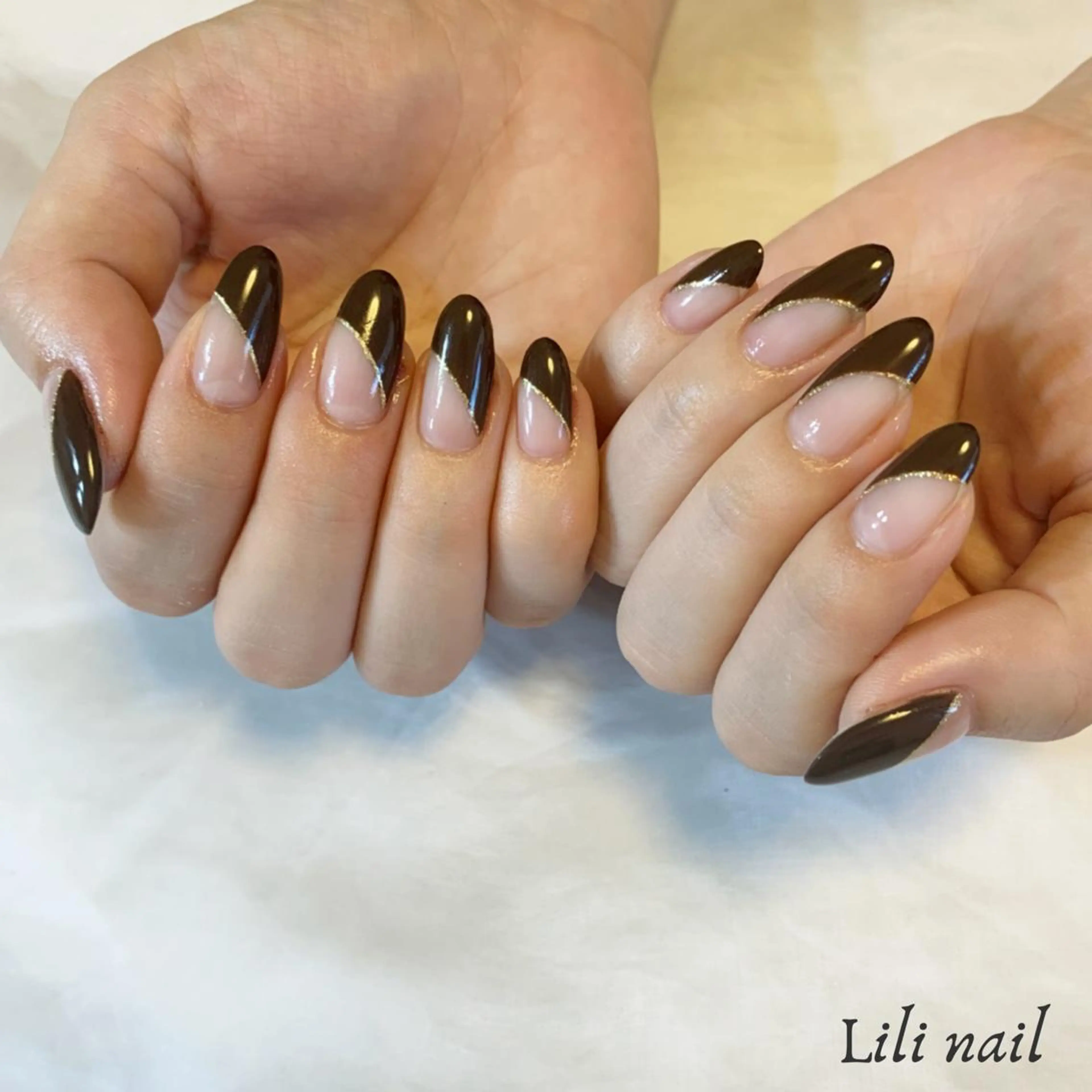 ネイル フレンチネイル 斜めフレンチ ぷっくりネイル ハンドネイル Lili beauty salon所属・Lilibeauty salonのネイルデザイン