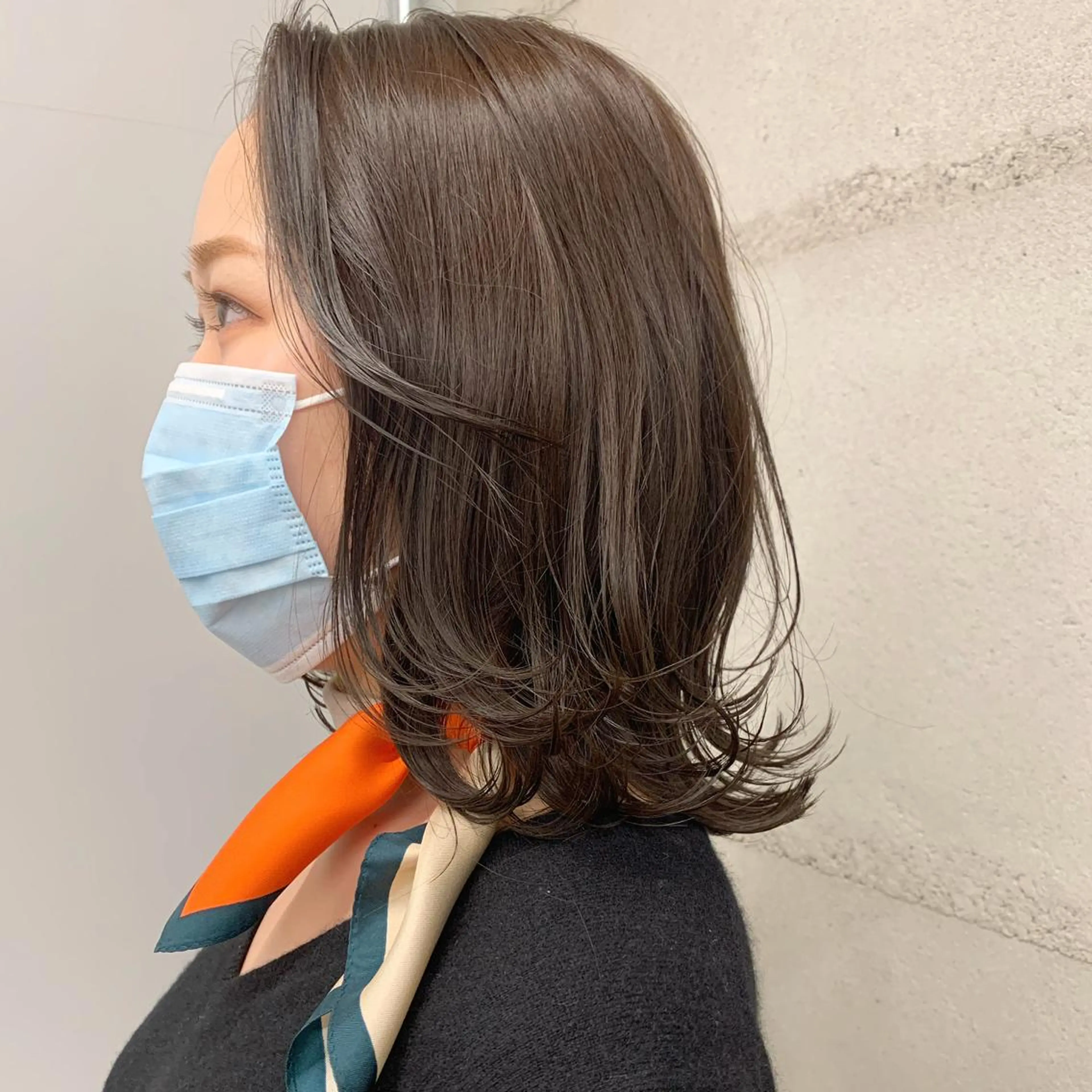 ミディアム カラー 透明感/オリーブ/ グレージュ/YUKAのヘアスタイル