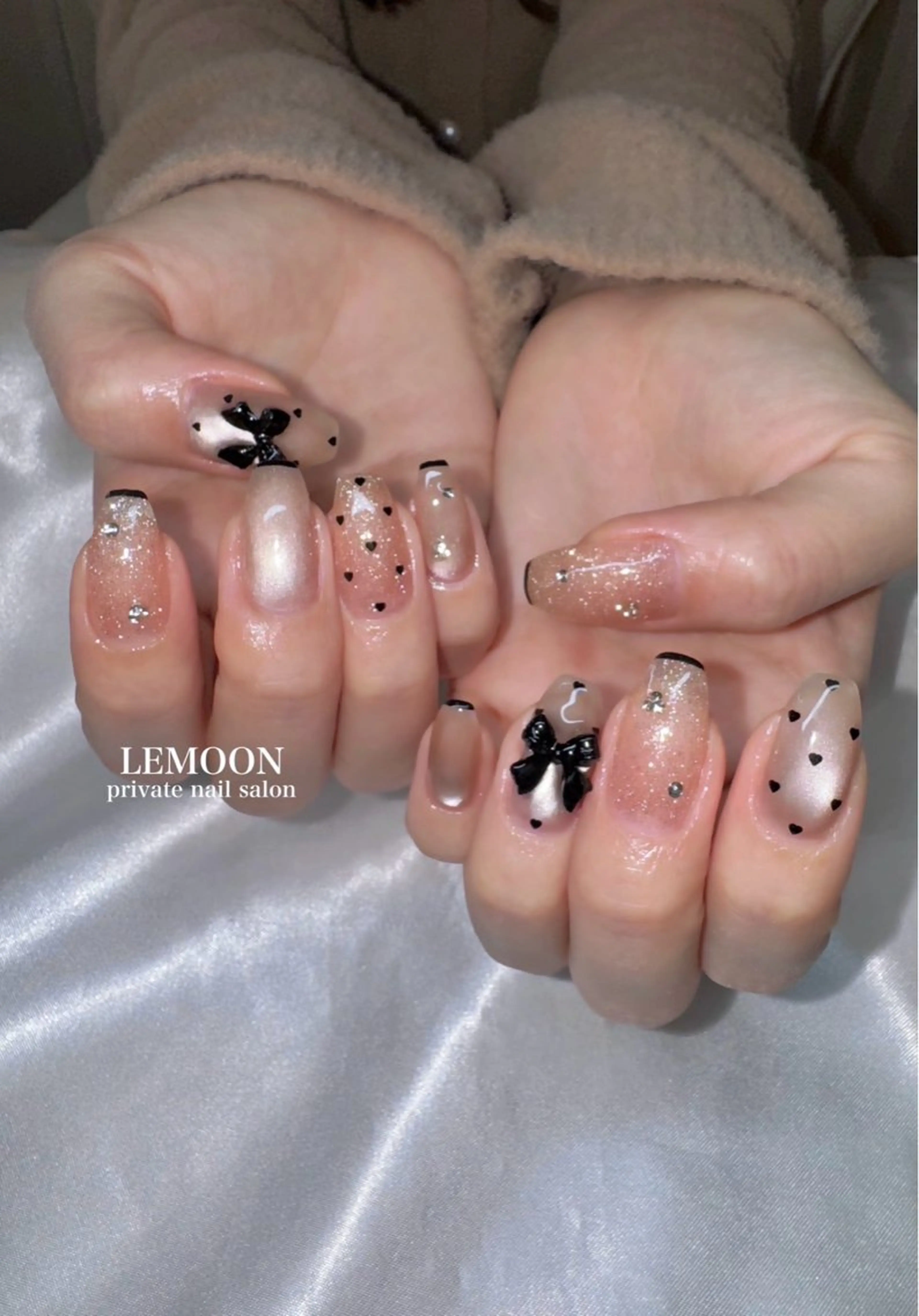 ネイル リボン ハンドネイル private nail salon　LEMOON所属・nail salon LEMOONのネイルデザイン