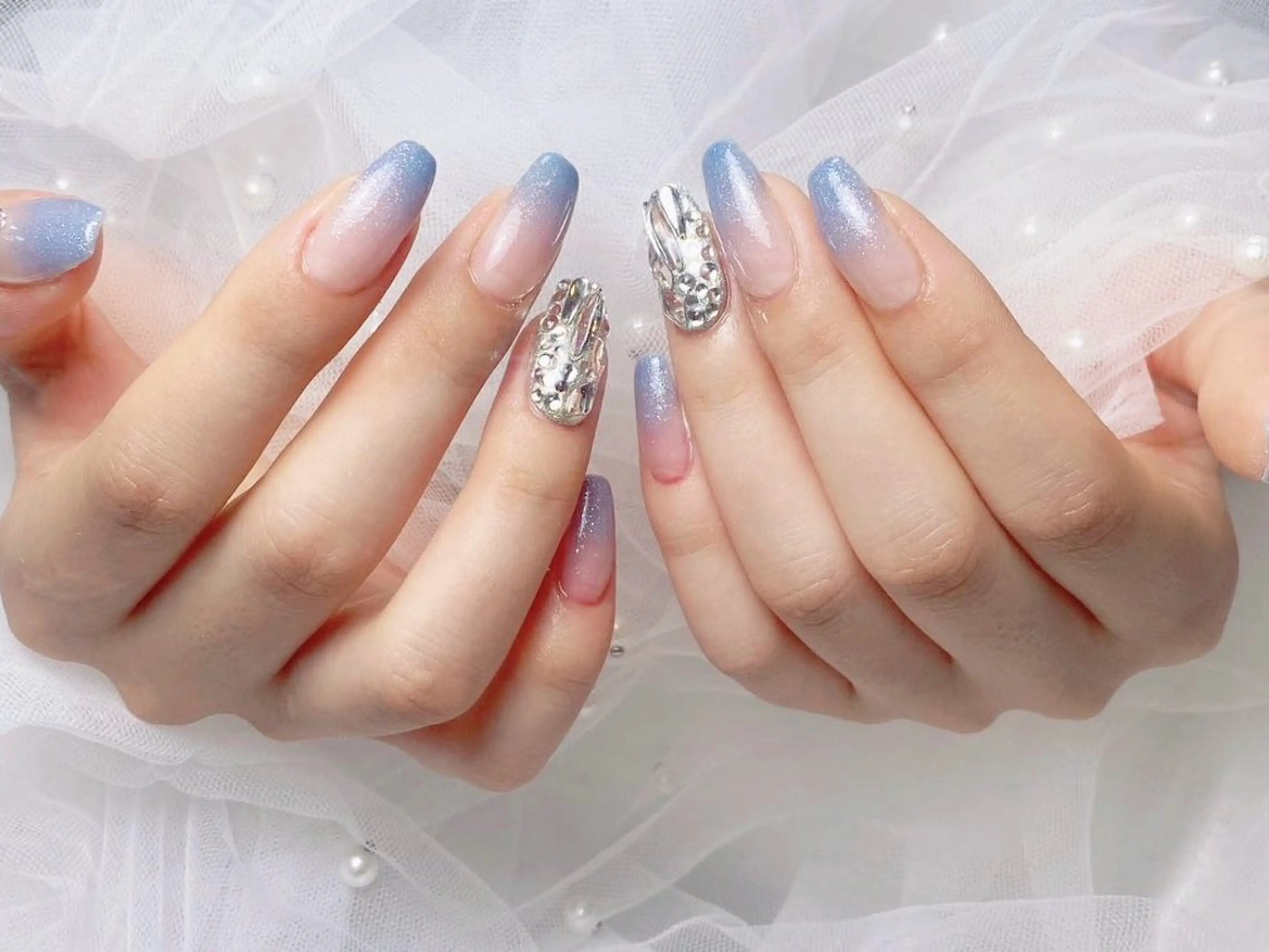 ネイル フレンチネイル ジェルネイル ハート 韓国ネイル マグネットネイル ハンドネイル ネイルサロン lotusのネイルデザイン