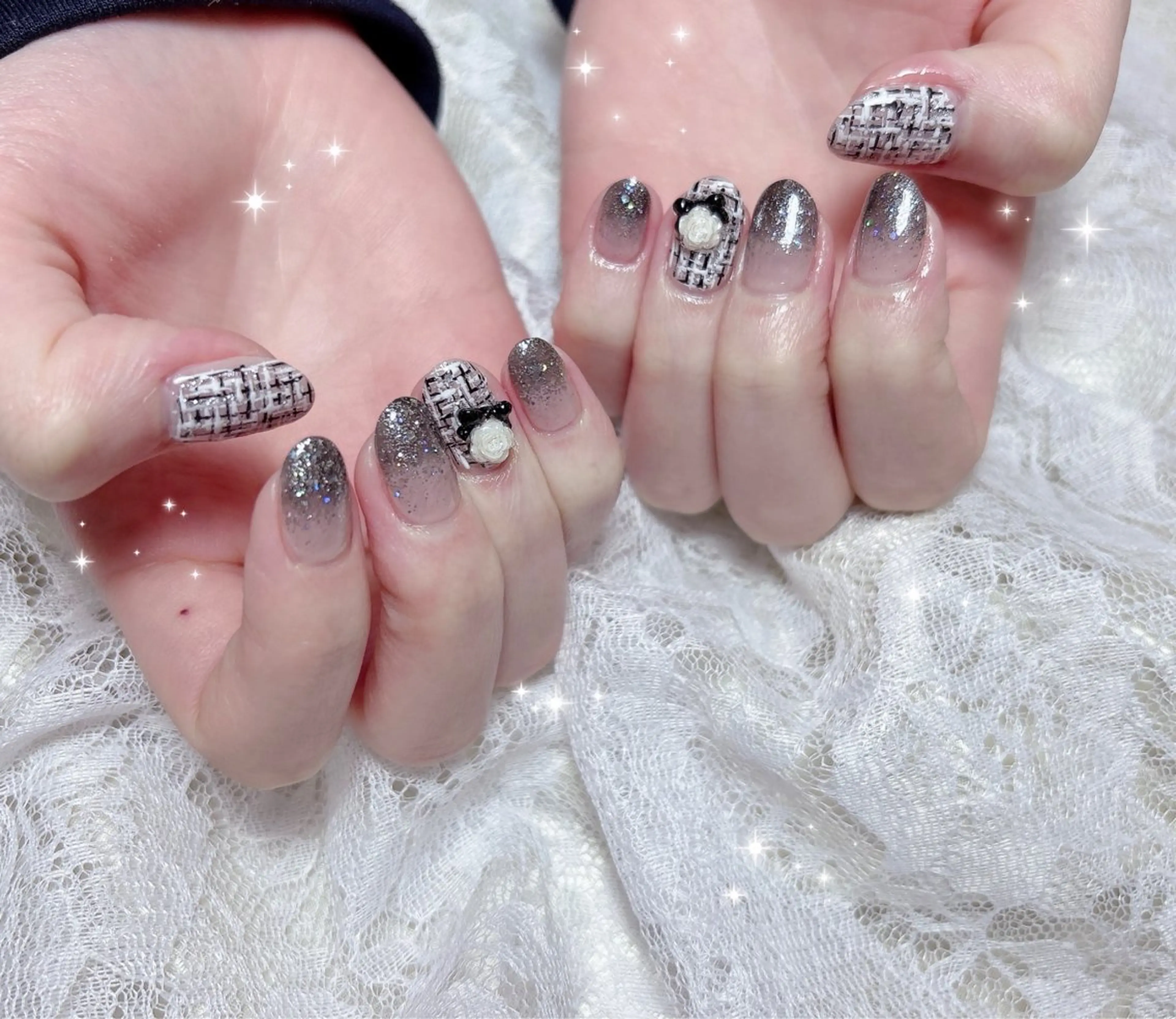 ネイル アートネイル グラデーション ツイードネイル ハンドネイル FLARE NAIL フレアネイルのネイルデザイン