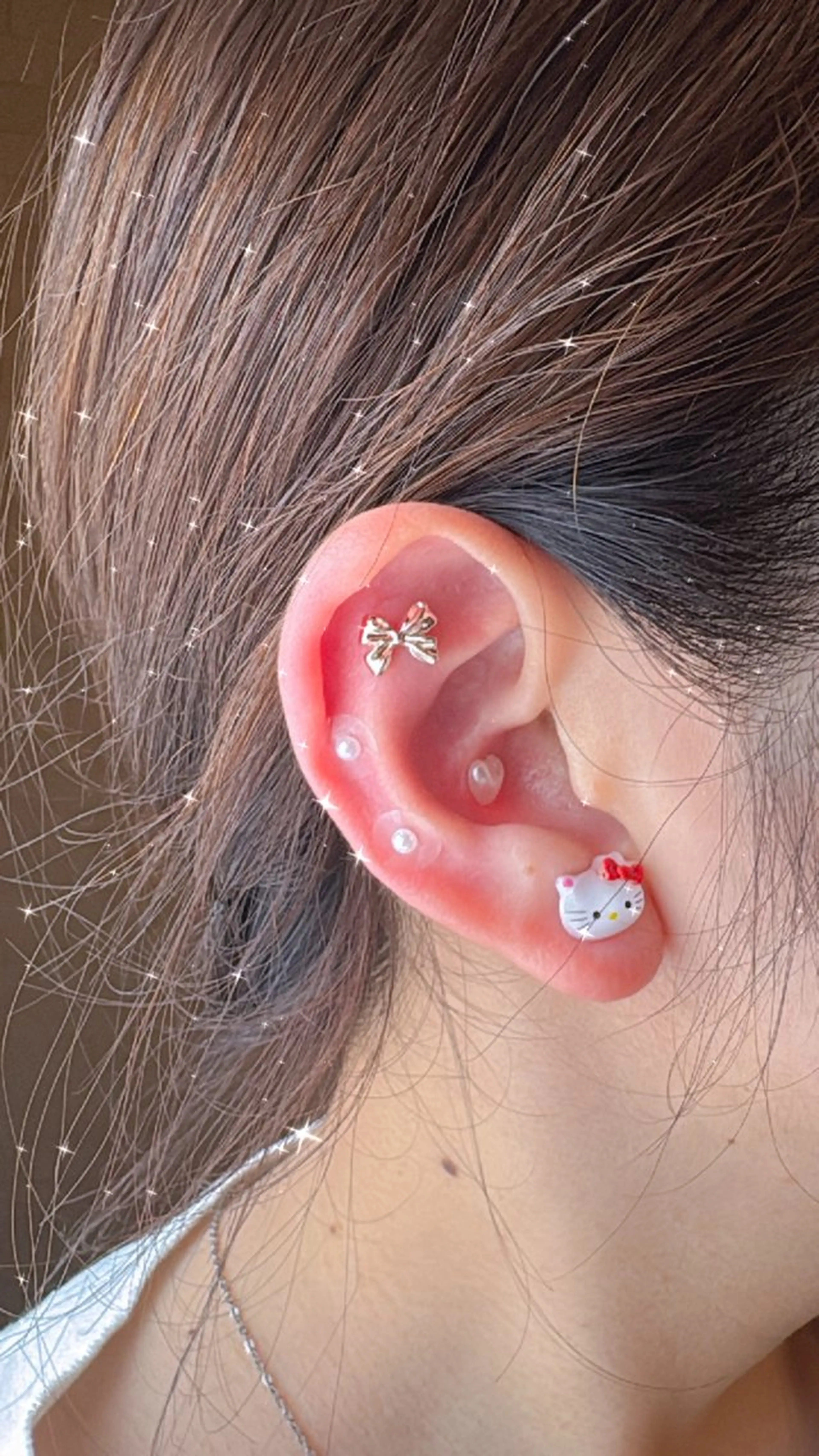 💖💎耳つぼジュエリー💎💖片耳3個 計6個 ※モデル募集になります。5個ずつ2500円、10個ずつ3000円。の写真