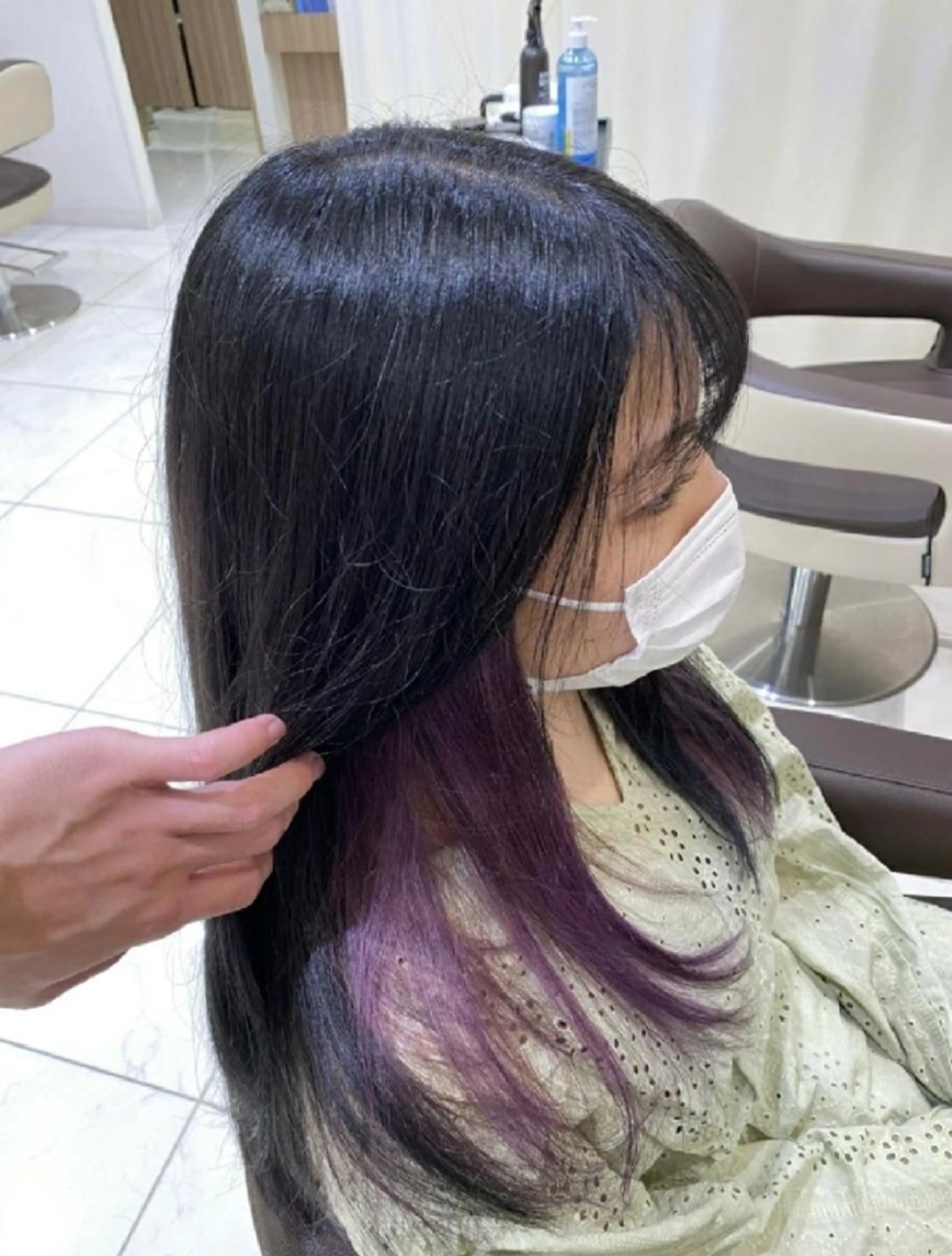 セミロング カラー アッシュ 黒髪 ブルーカラー ブルーブラック ラベンダーカラー 中村 和貴 <Ash津田沼>のヘアスタイル