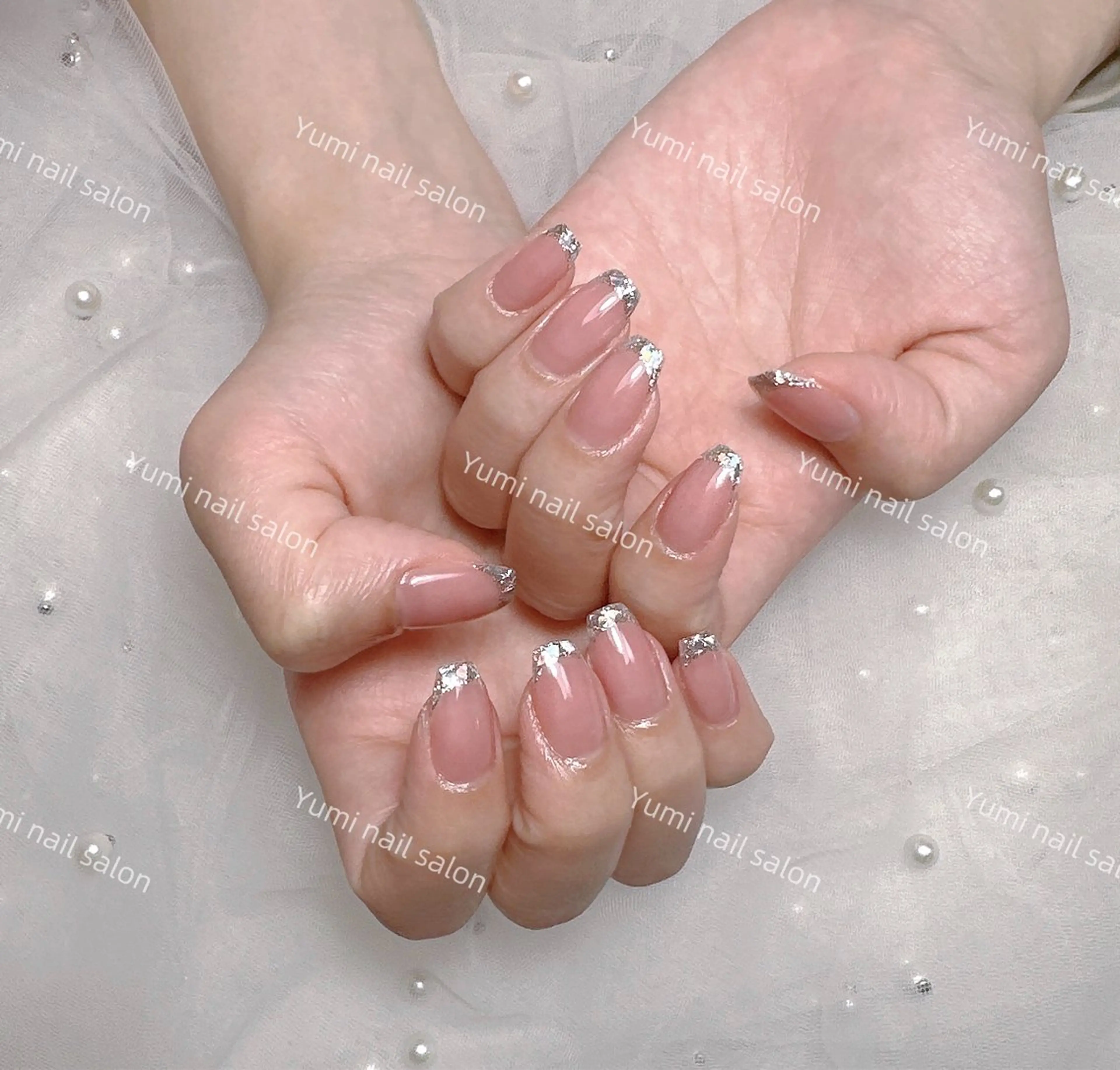 ネイル ハンドネイル shineジェル& チップ長さだしのネイルデザイン