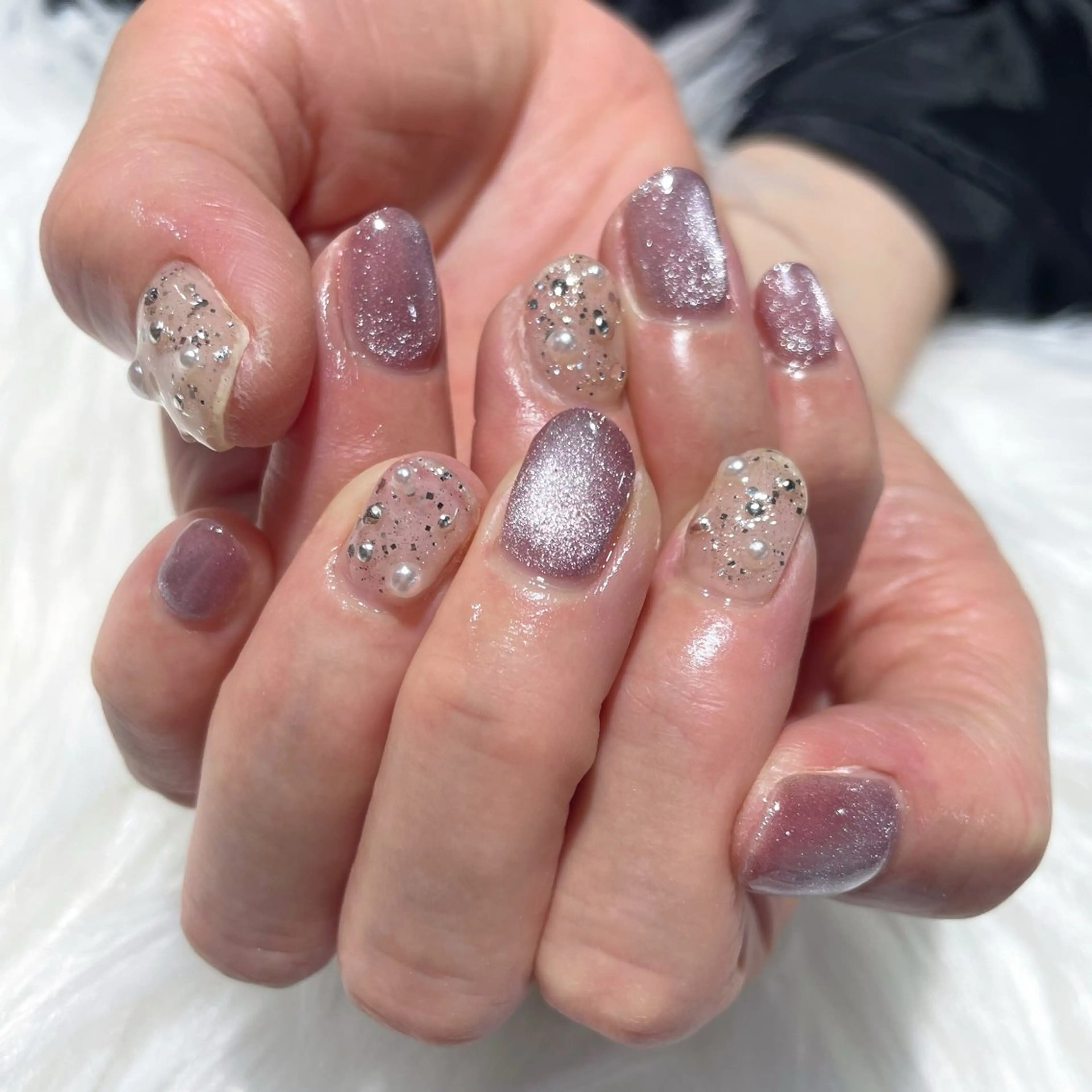 ネイル キラキラネイル マグネットネイル ハンドネイル jujur HARUKA🌸のネイルデザイン