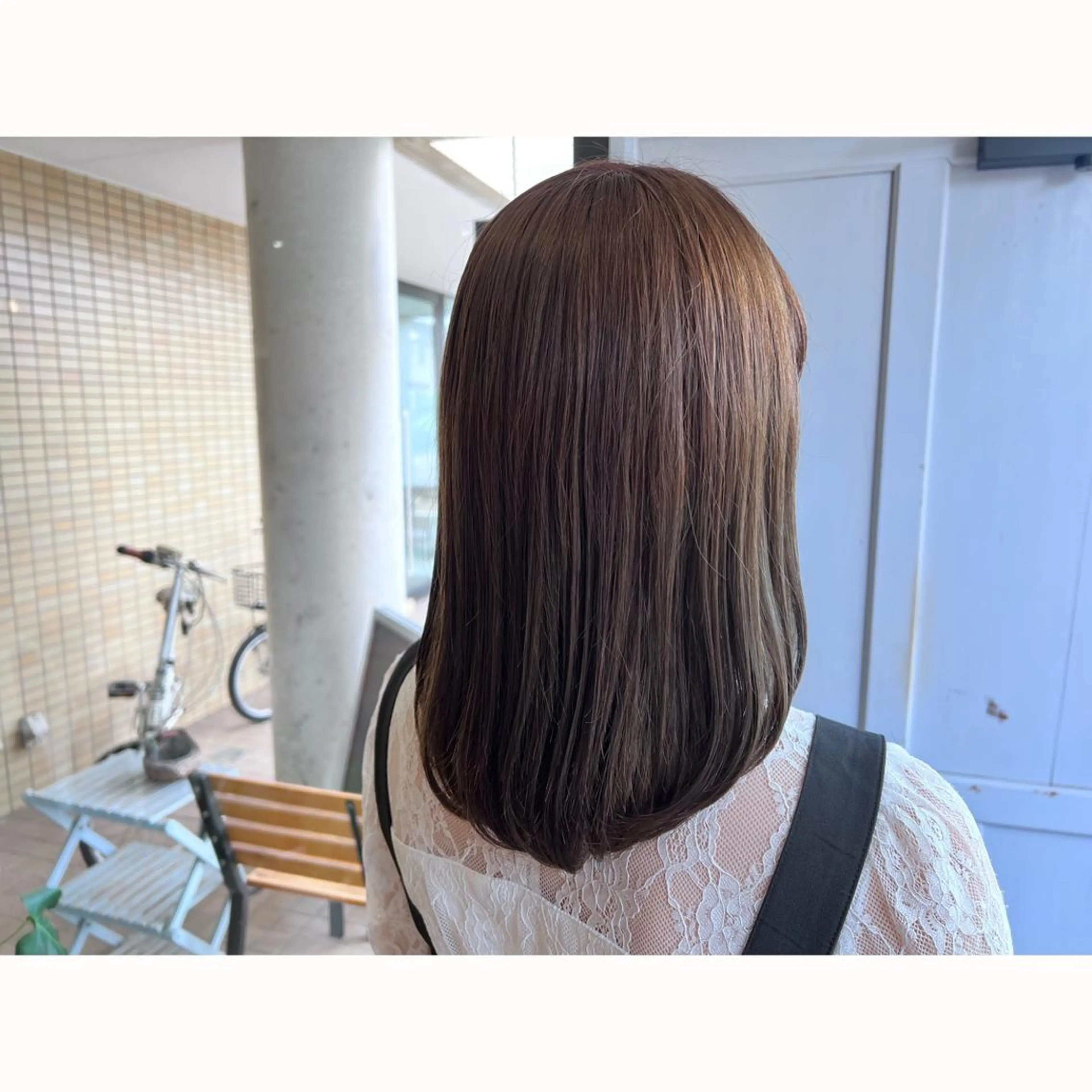 ロング カラー ブリーチ ブラウンカラー ヘアカラー トリートメント ツキダテ ユイのヘアスタイル