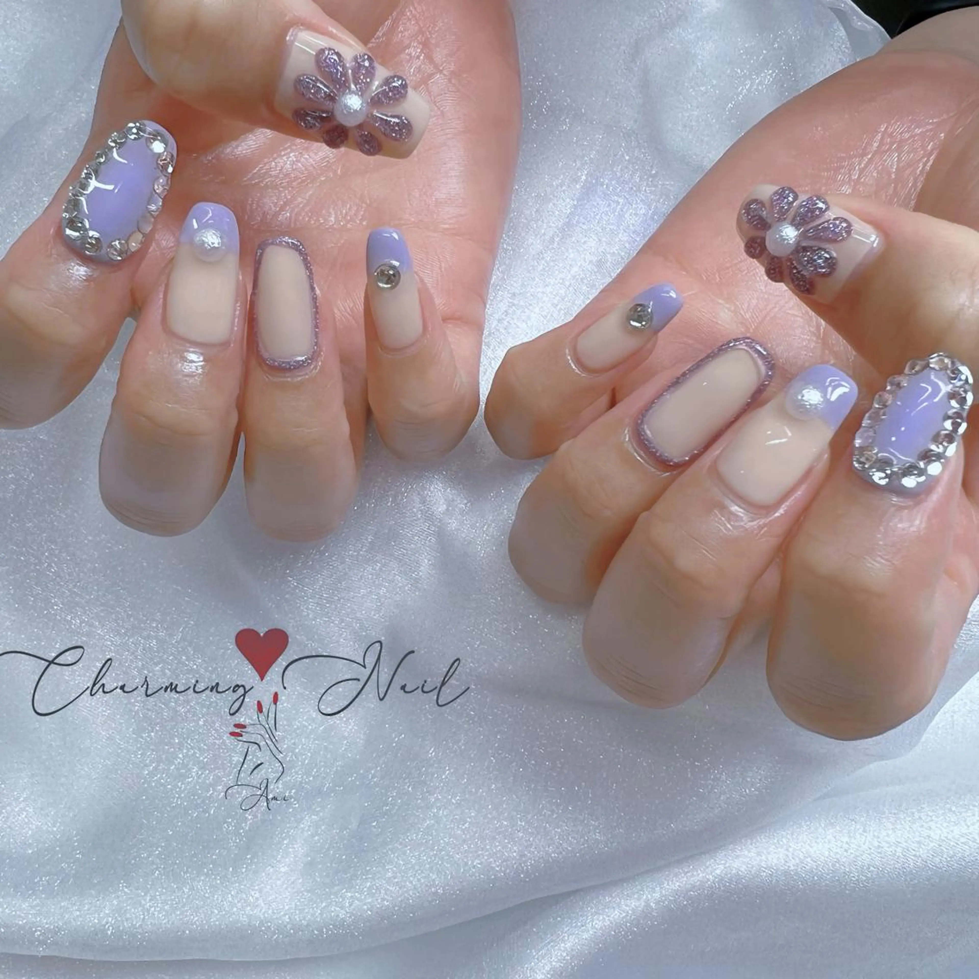 ネイル フラワーネイル ぷっくりネイル パープル Charming❤️Nail所属・Nailist Amiのその他イメージ