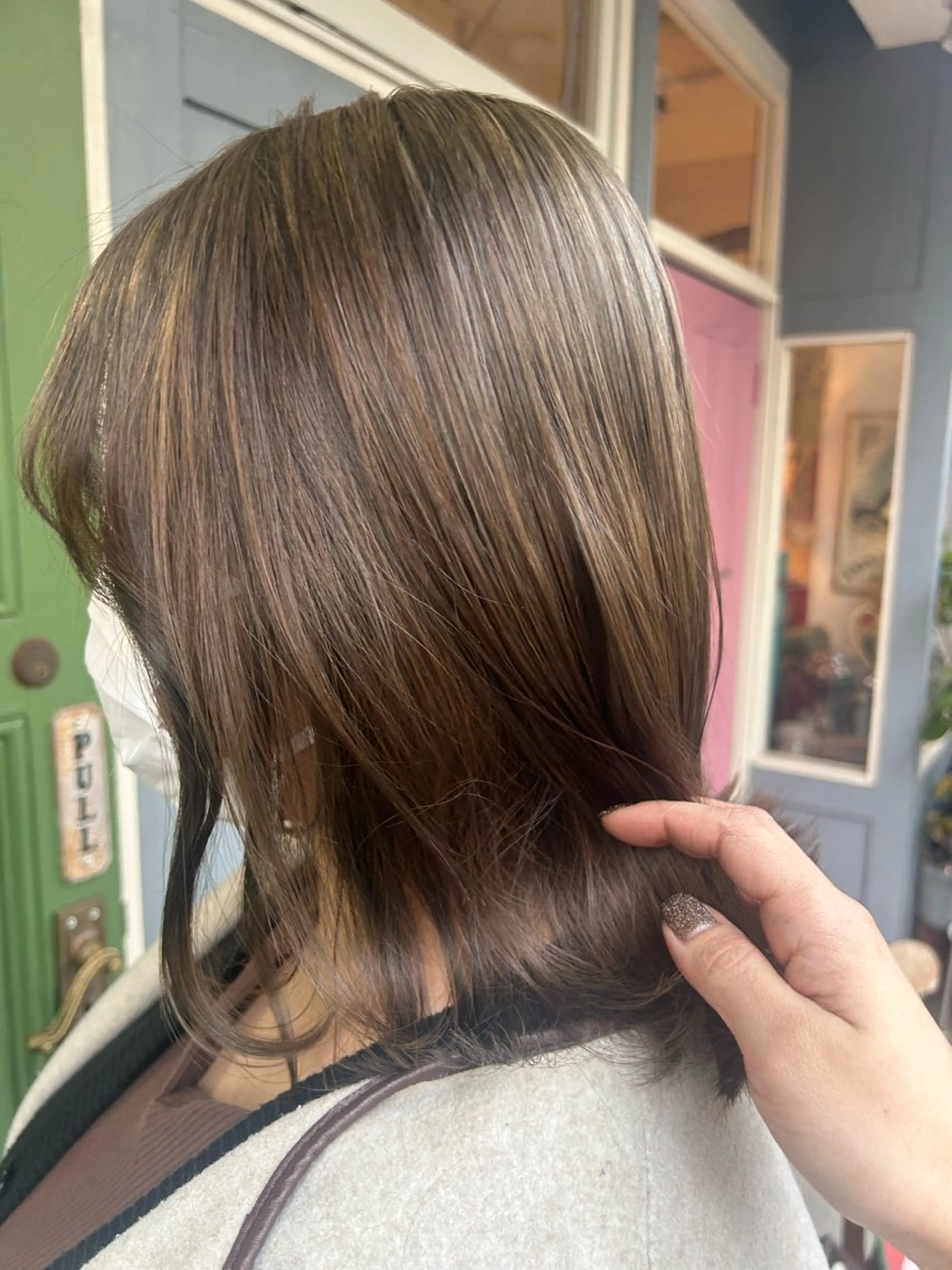 ミディアム カラー ヘアカラー トリートメント 清水千優/パーマ/透 明感カラー/メンズのヘアスタイル