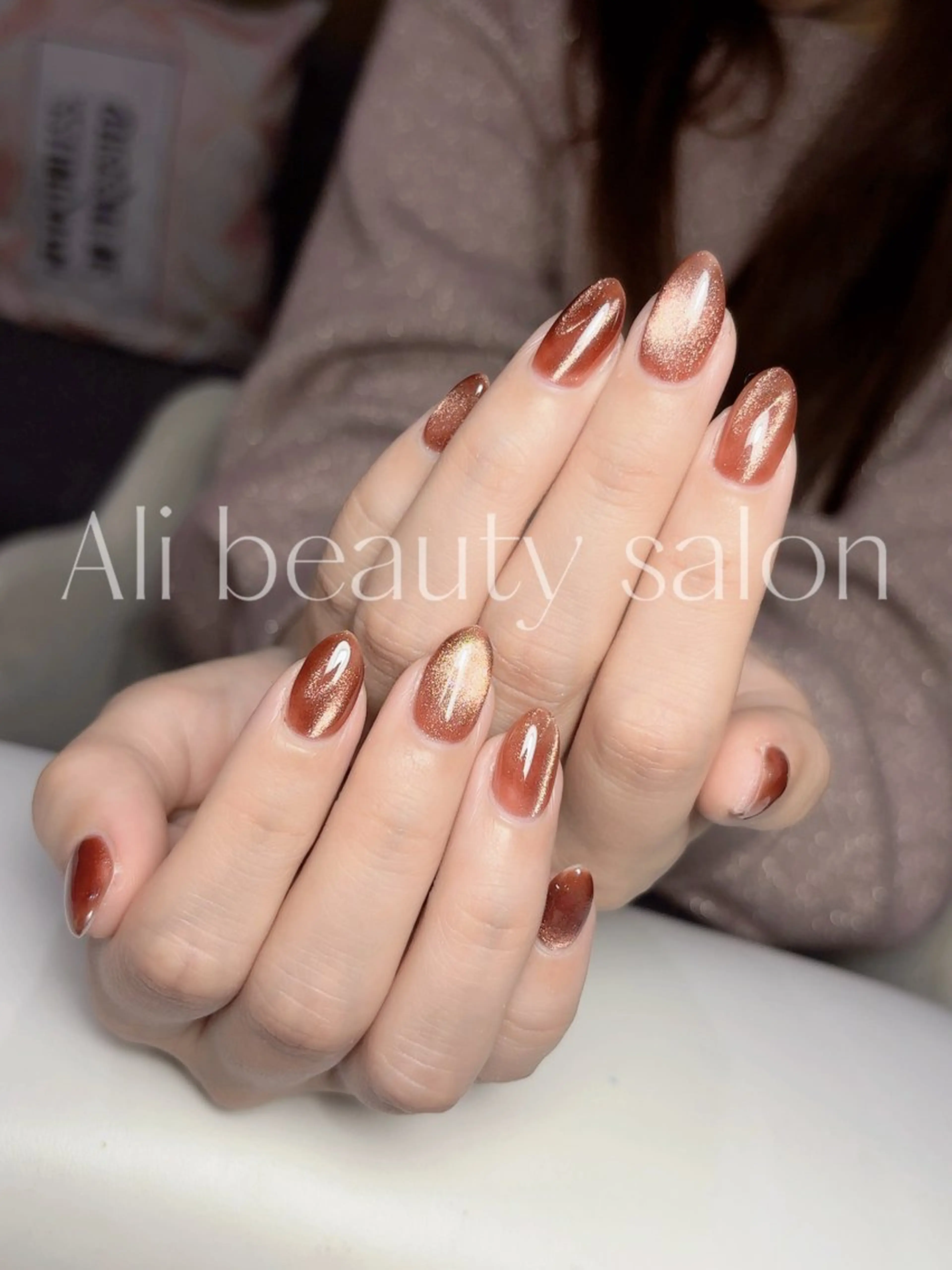 ネイル マグネットネイル リボン ハンドネイル Ali 新小岩 ネイル専門のネイルデザイン