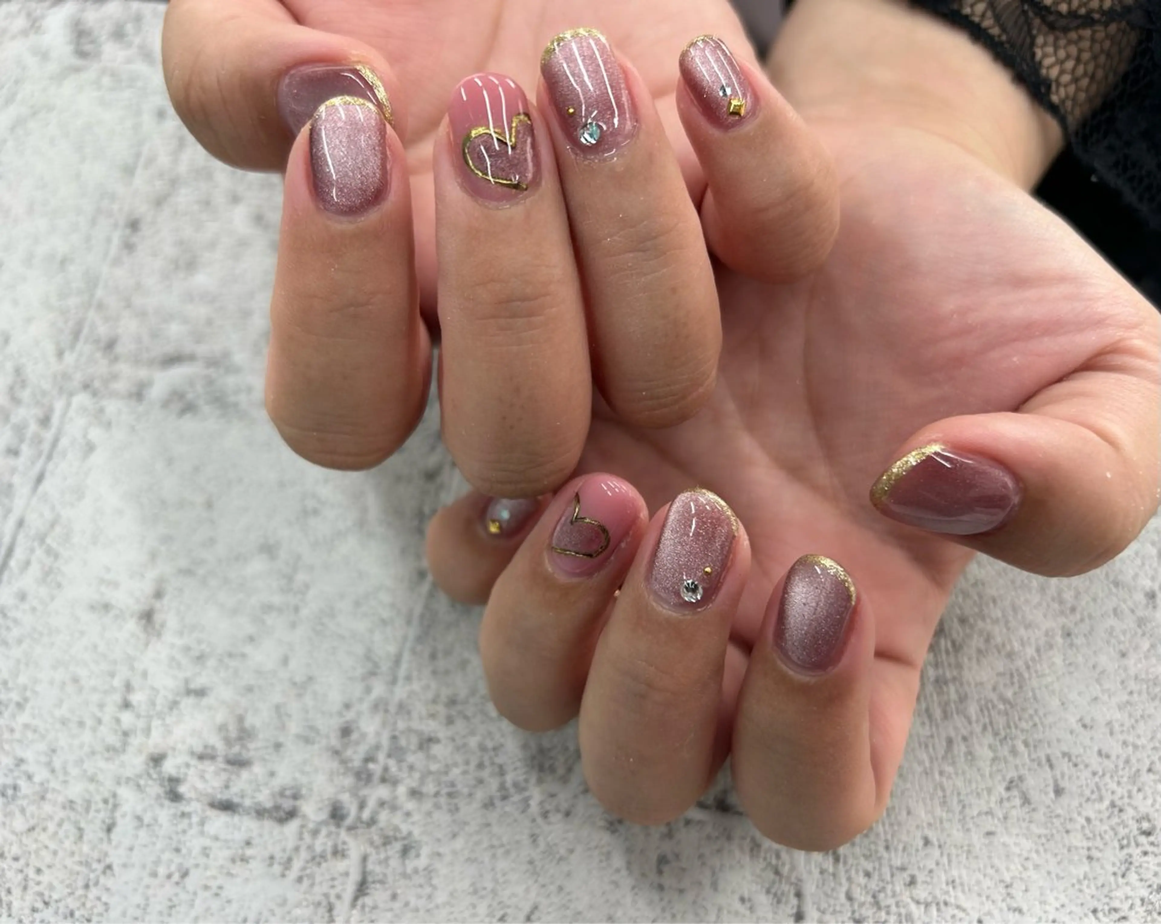 ネイル ハート マグネットネイル ハンドネイル Nail Salon agré所属・agré ネイルサロン　アグレのネイルデザイン