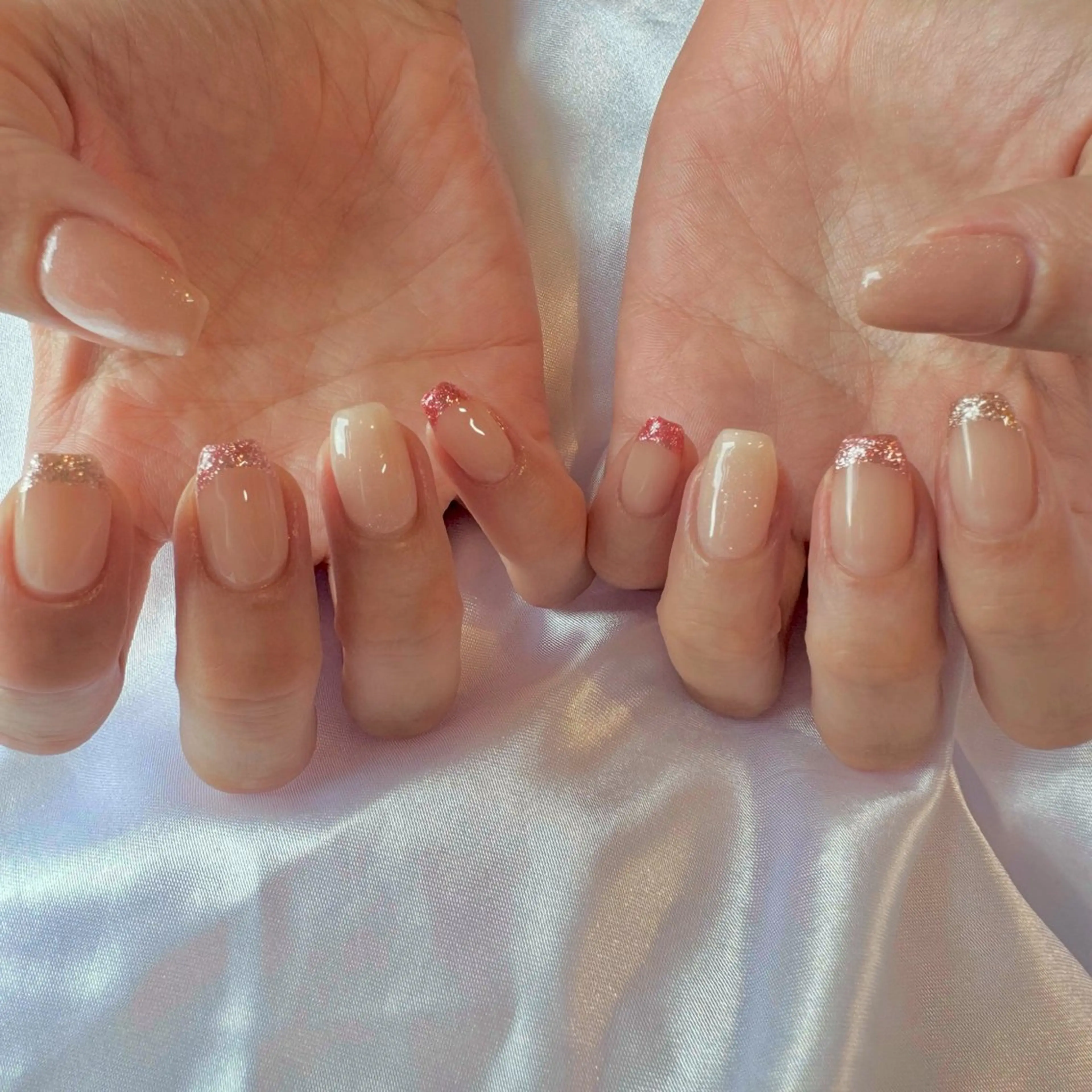 ネイル フレンチネイル ピンク ハンドネイル nail salon e'mu💐のネイルデザイン