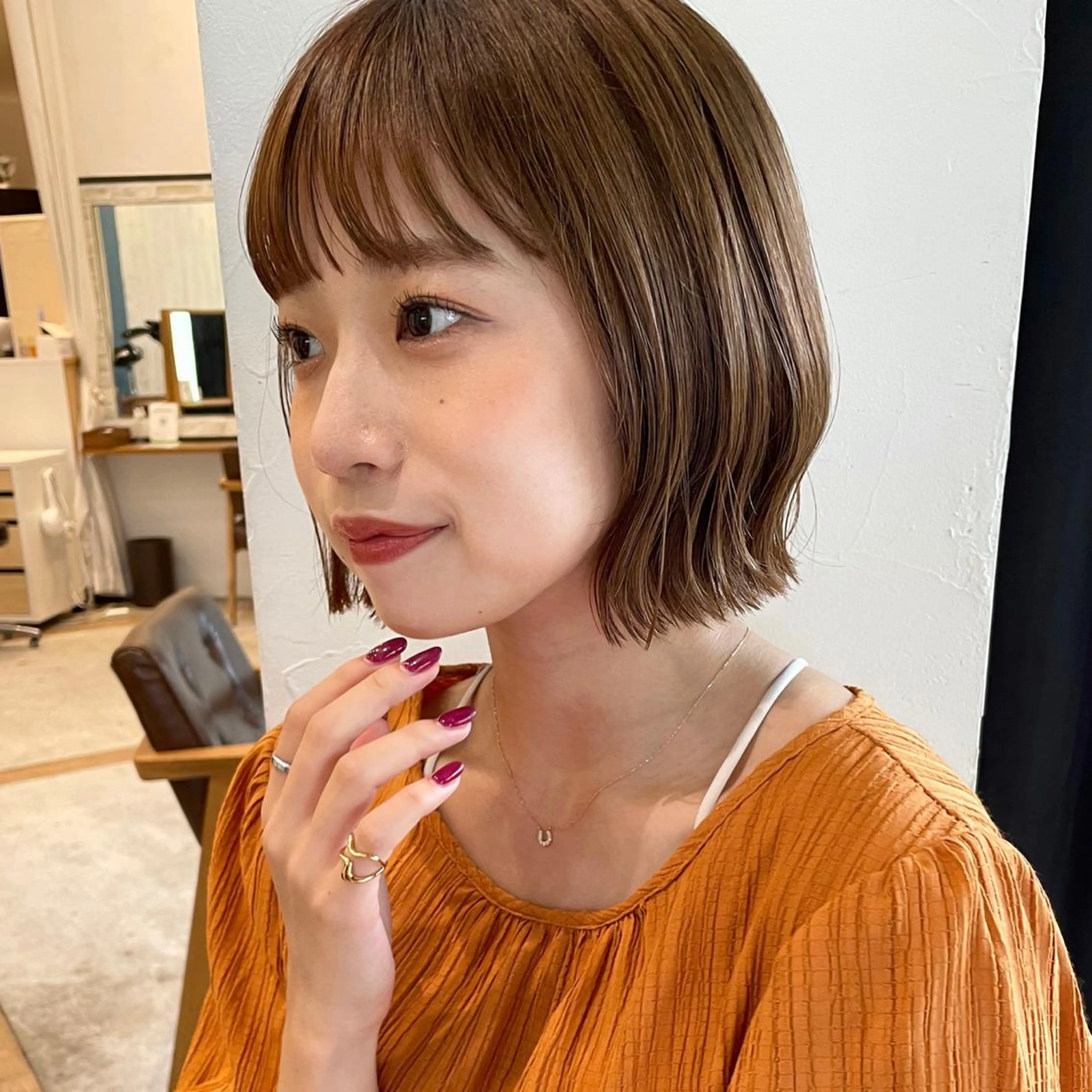 ショート カラー ヘアアレンジ ベージュカラー カット ヘアカラー OAK 学芸大学所属・秋葉萌　透明感カラー /レイヤー/ボブ♡のヘアスタイル