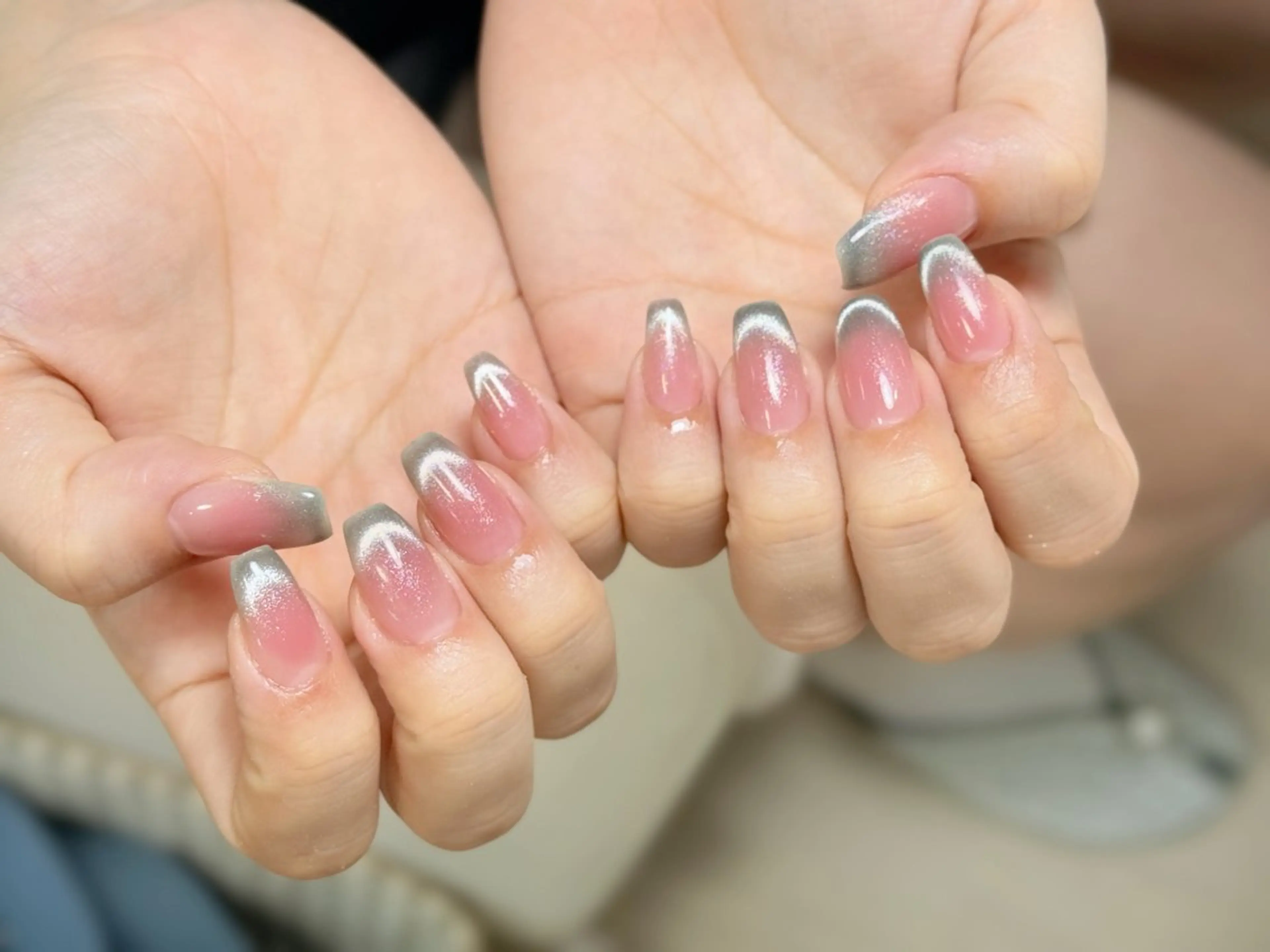 ネイル アートネイル オーロラネイル チークネイル フレンチネイル ガラスフレンチ ハンドネイル 🎀🎀YooLi Nail Salonのネイルデザイン