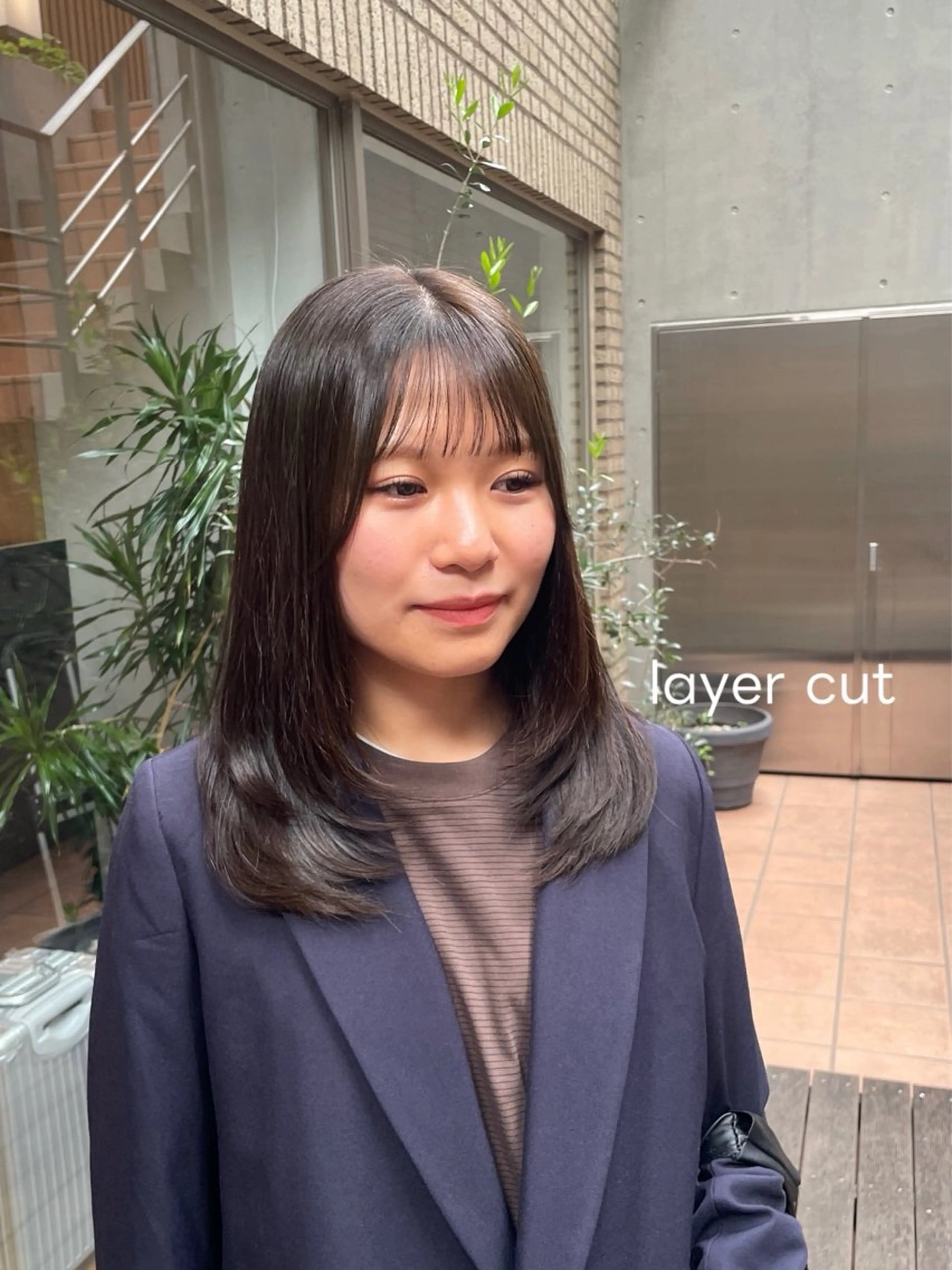 ミディアム カラー 顔まわりレイヤー レイヤーカット カット ヘアカラー 縮毛矯正/レイヤー /ひかるのヘアスタイル