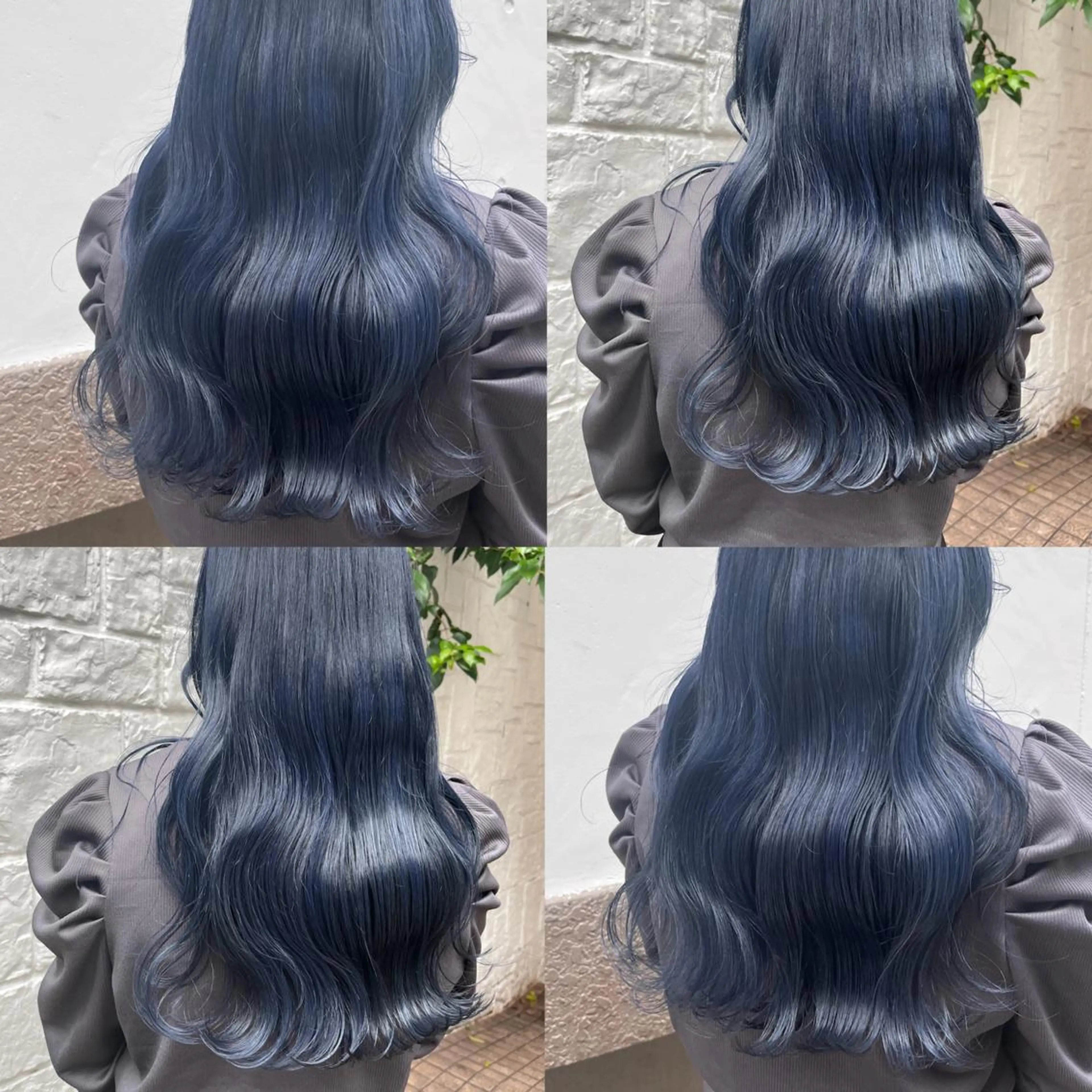 ロング カラー 黒髪 ブリーチ ブルーカラー ブルーブラック 透明感カラー カット ヘアカラー トリートメント ヘッドスパ ヘアセット カジュアルを女っぽく 𝗮𝘆𝗮𝗰𝗼のヘアスタイル