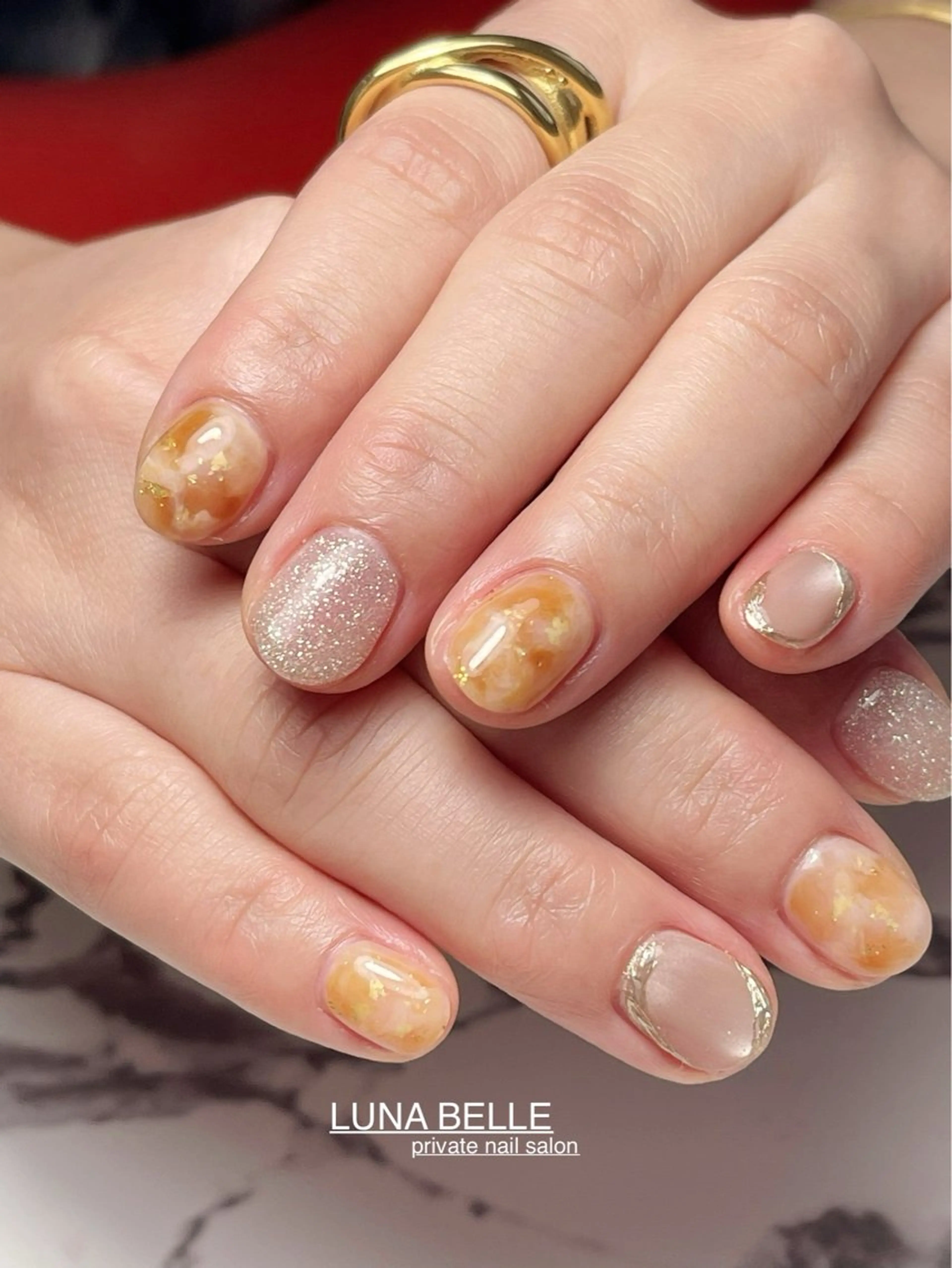 ネイル べっ甲ネイル マグネットネイル ミラーネイル ハンドネイル LUNA BELLEのネイルデザイン