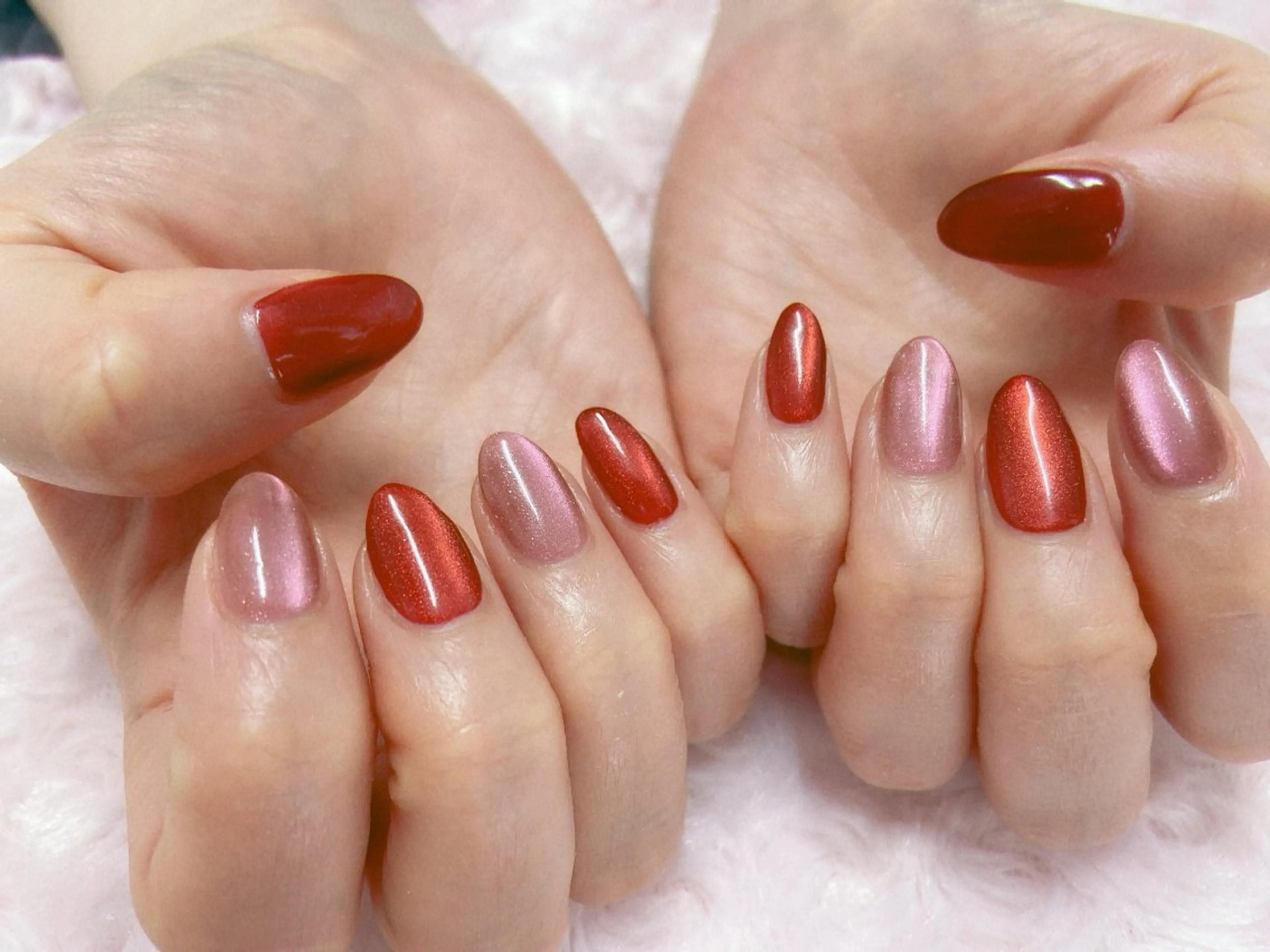 ネイル ジェルネイル マグネットネイル ワンカラーネイル パラジェル 春ネイル ハンドネイル nail salon Berry所属・前田 りかのネイルデザイン