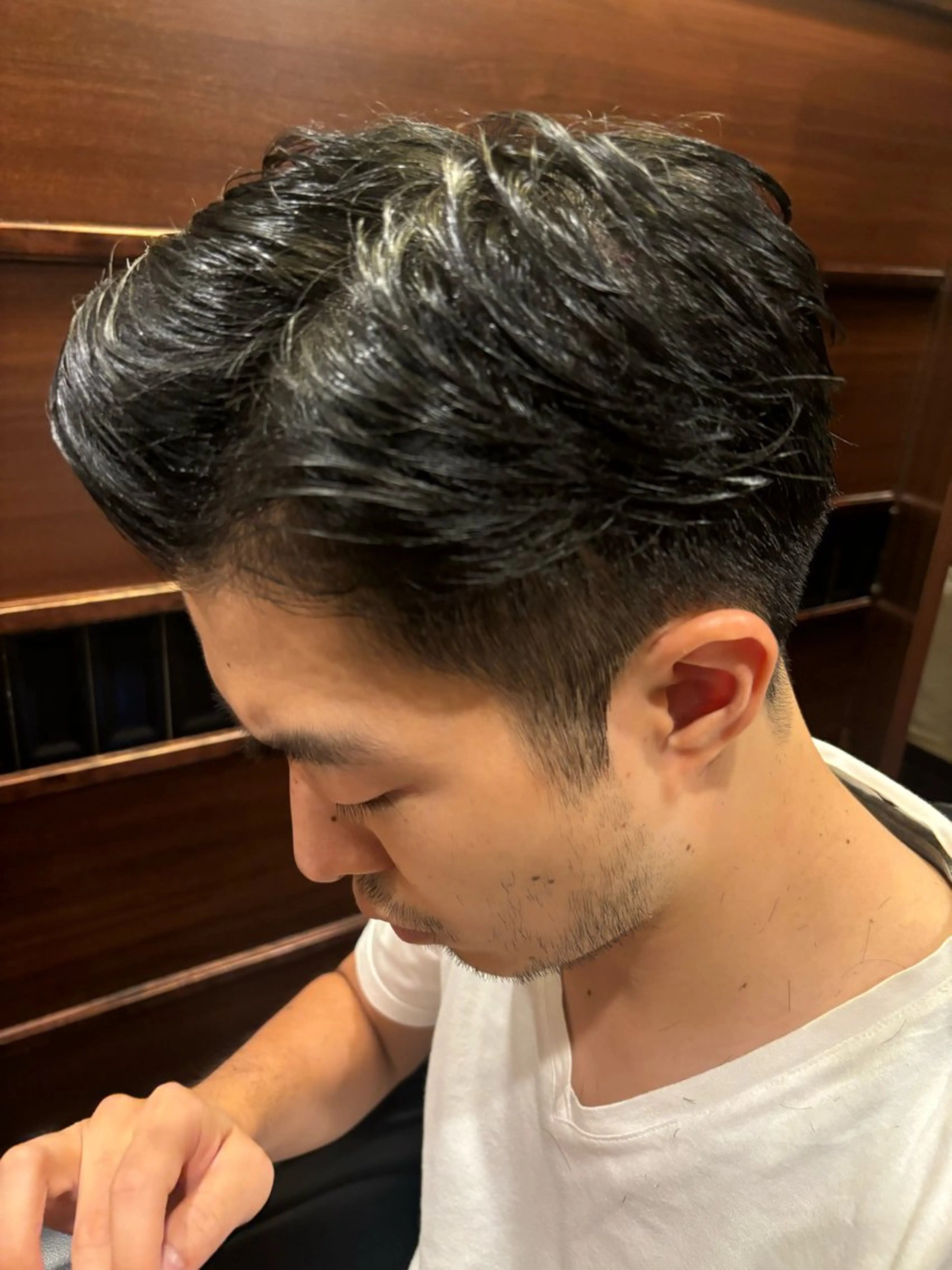 ミディアム パーマ メンズ ツーブロック 大野 貴登のヘアスタイル