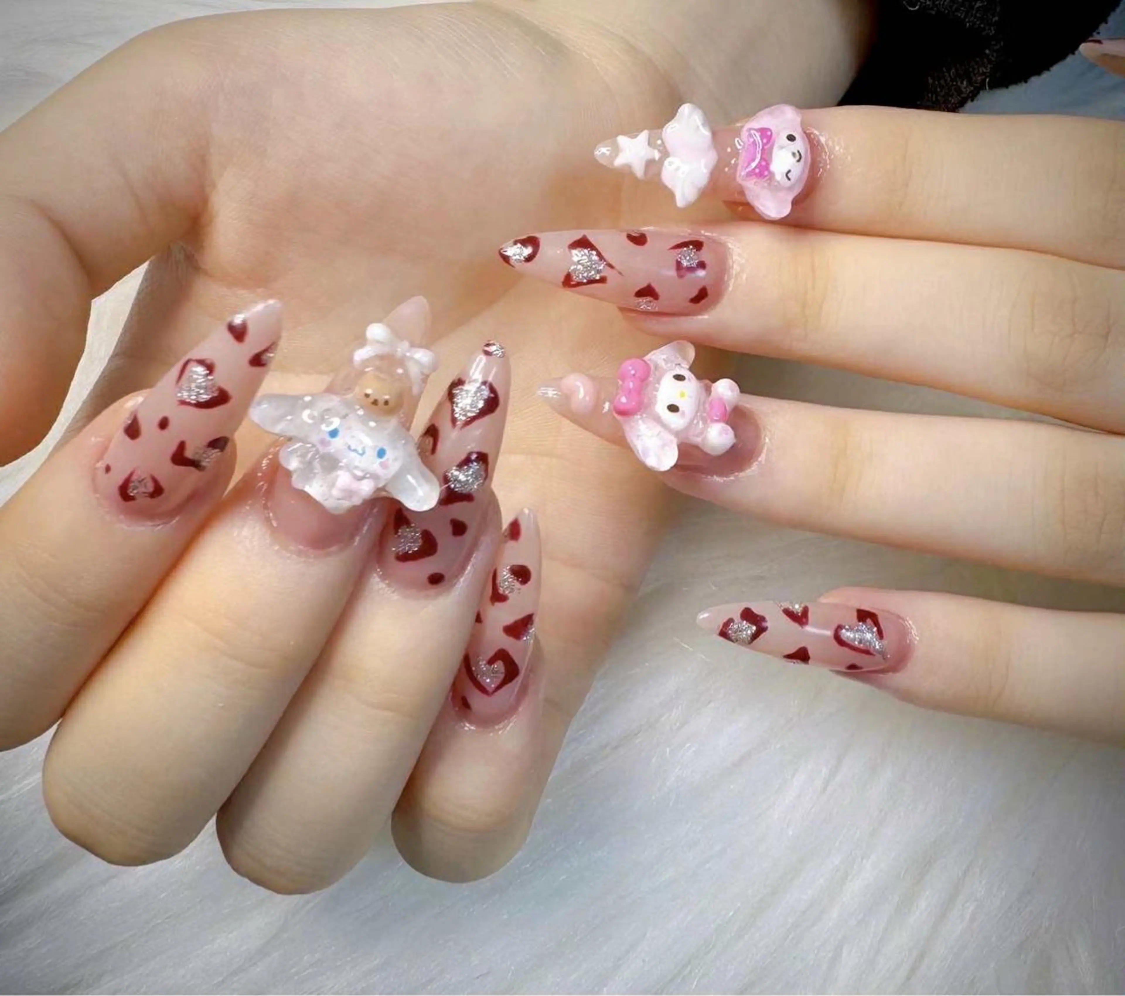 ネイル アートネイル オーロラネイル チークネイル 長さ出し フットネイル ハンドネイル フットネイル ハンドケア Noiranail_ studio川越西口のネイルデザイン