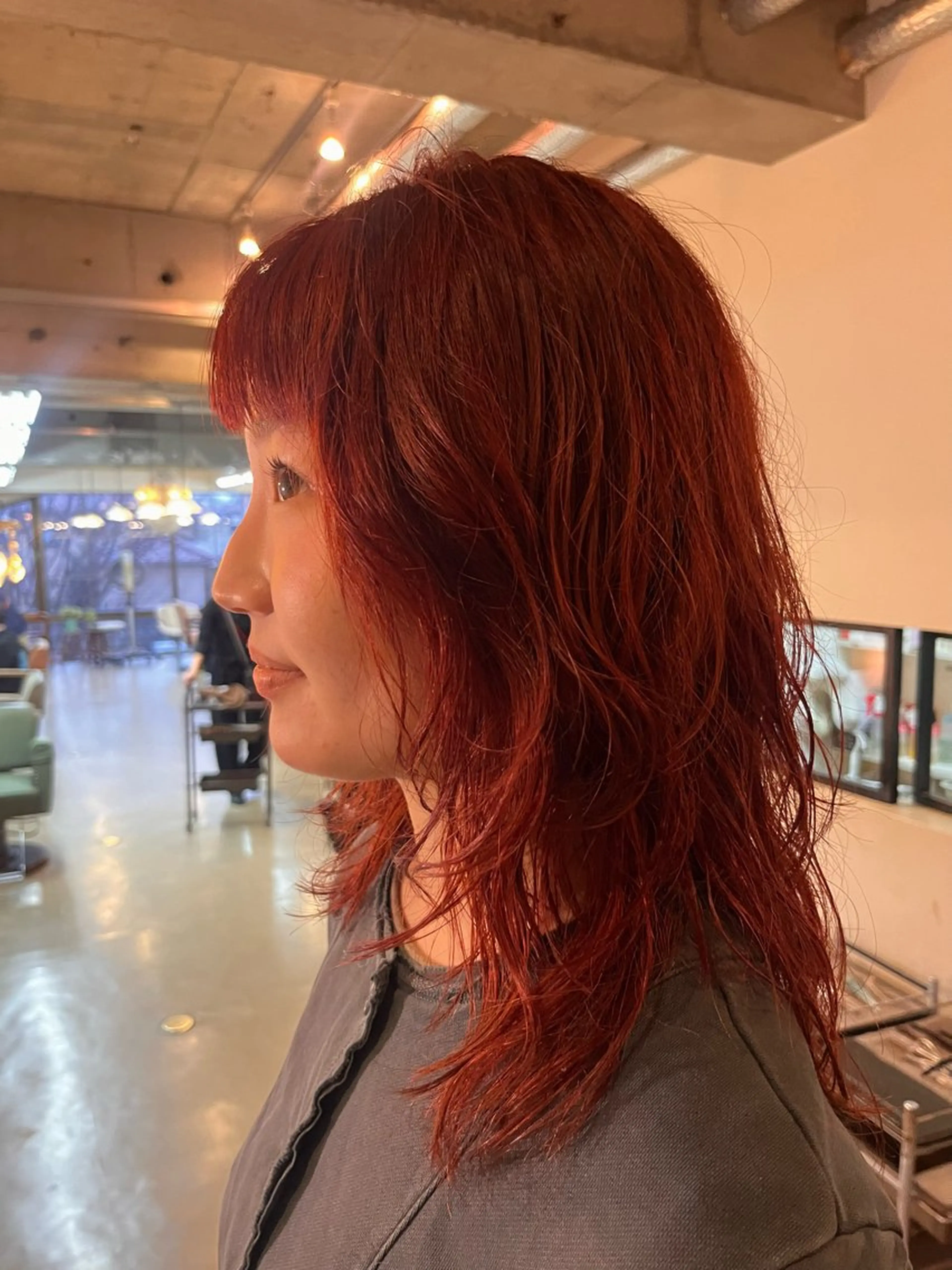 ミディアム カラー ブリーチ レッドカラー オン眉 美容室はなこ/万代 /みなみのヘアスタイル