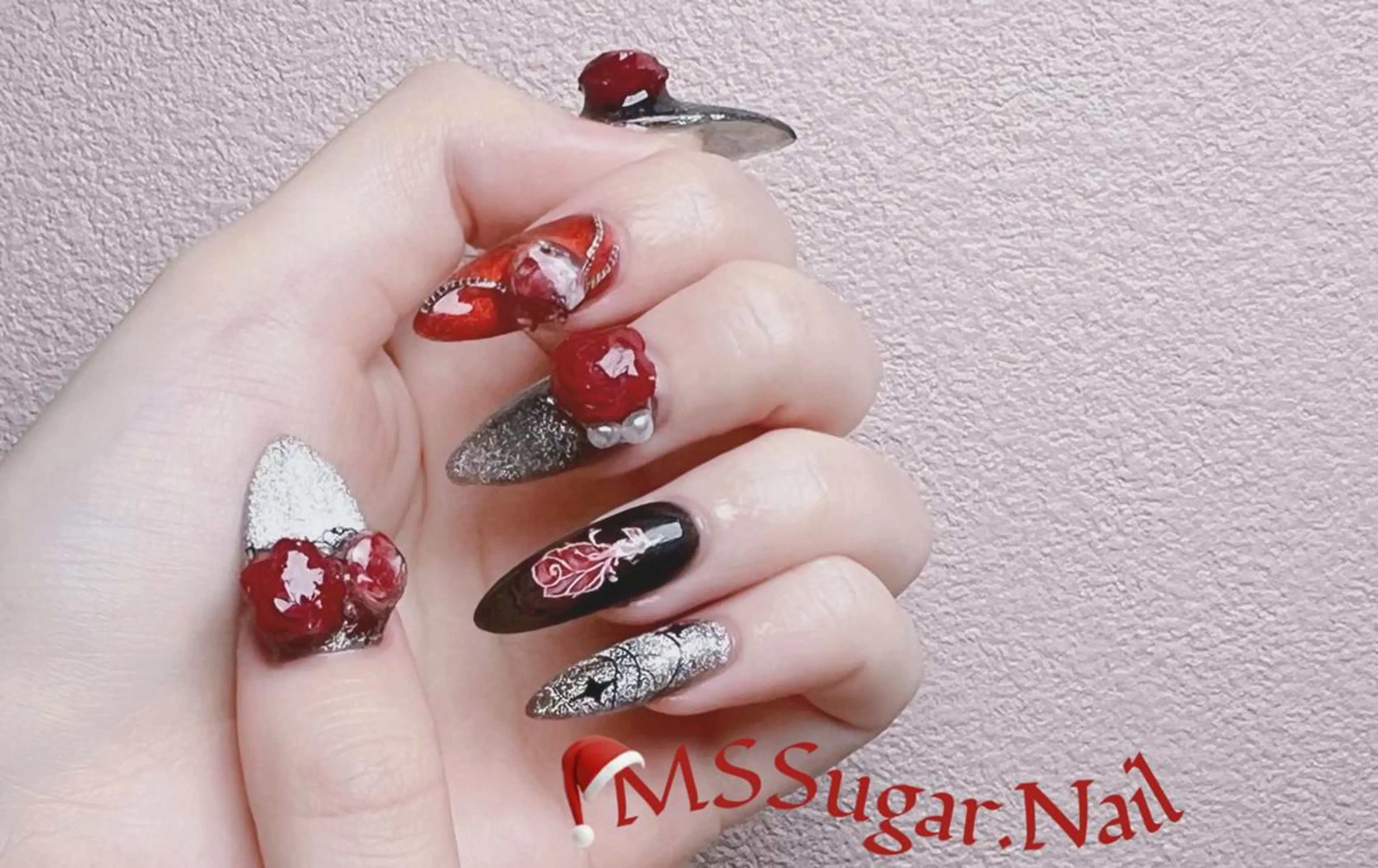 ネイル ハロウィン ロングネイル マグネットネイル スカルプネイル ネイルチップ MSSugar Nailのネイルデザイン