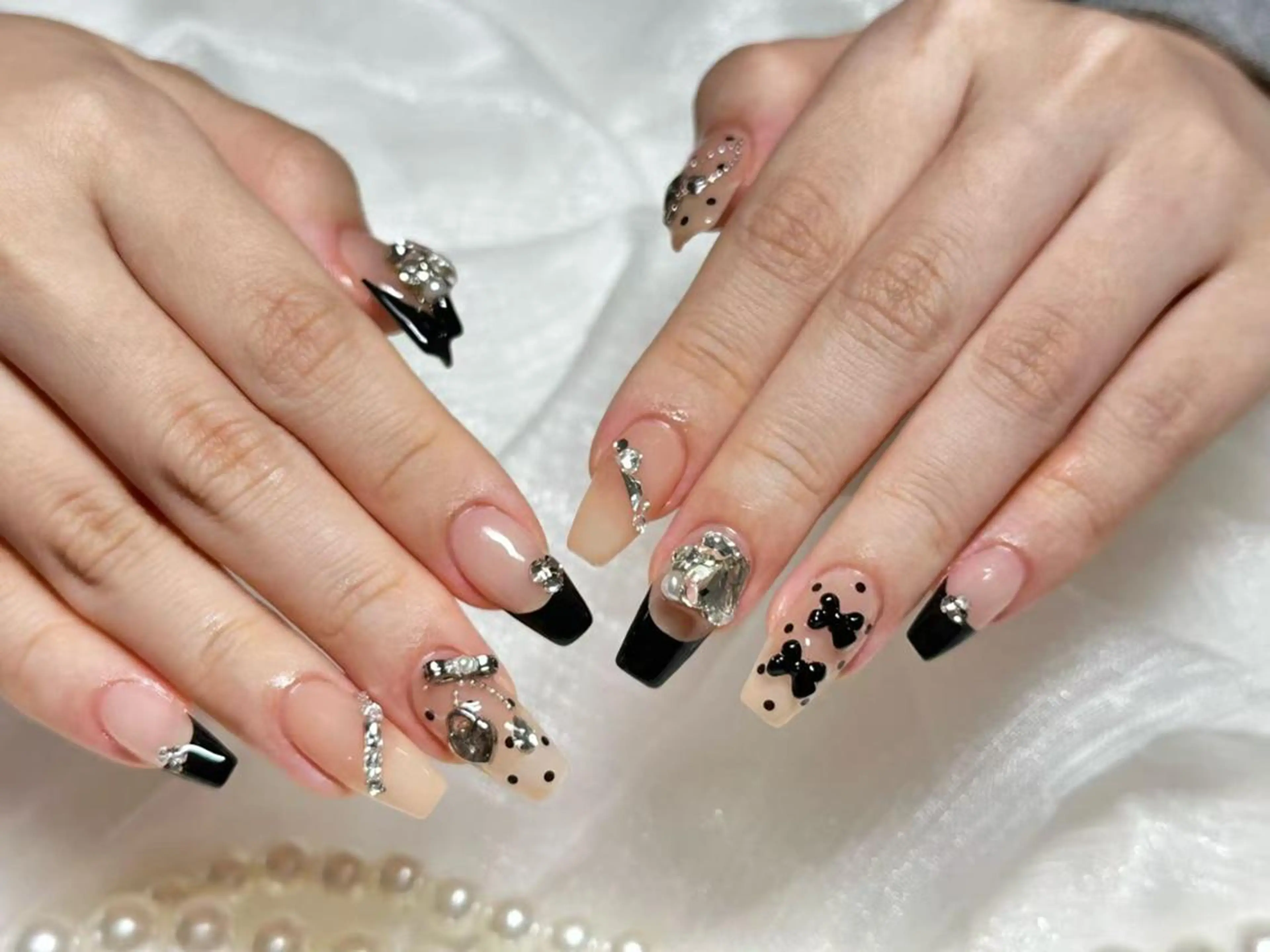 ネイル アートネイル クリアネイル 成人式 長さ出し フラッシュネイル ハンドネイル Ru na🍳のネイルデザイン