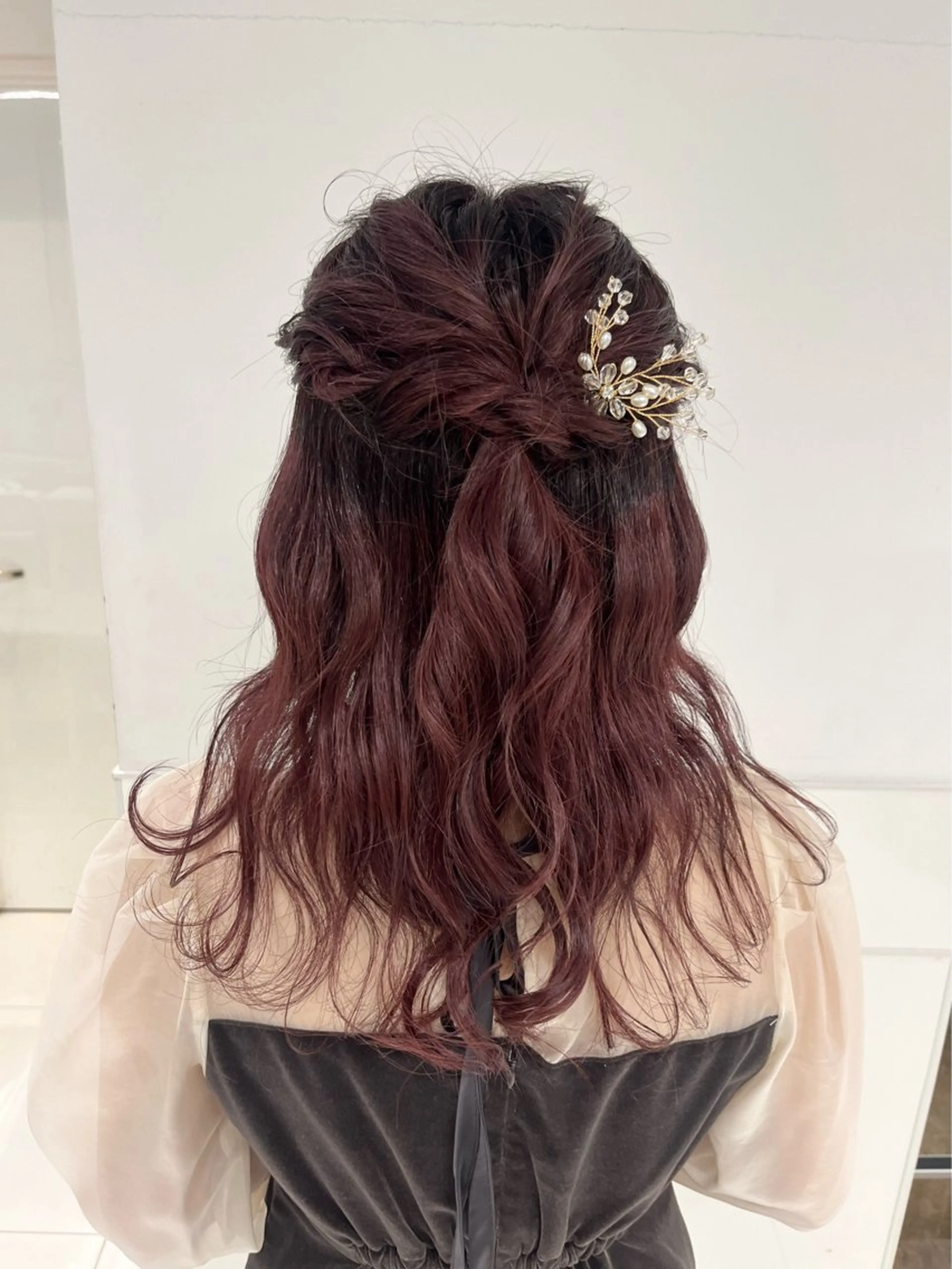 ミディアム カラー ヘアアレンジ ヘアセット りおな/エクステ /ミルクティーカラーのヘアスタイル