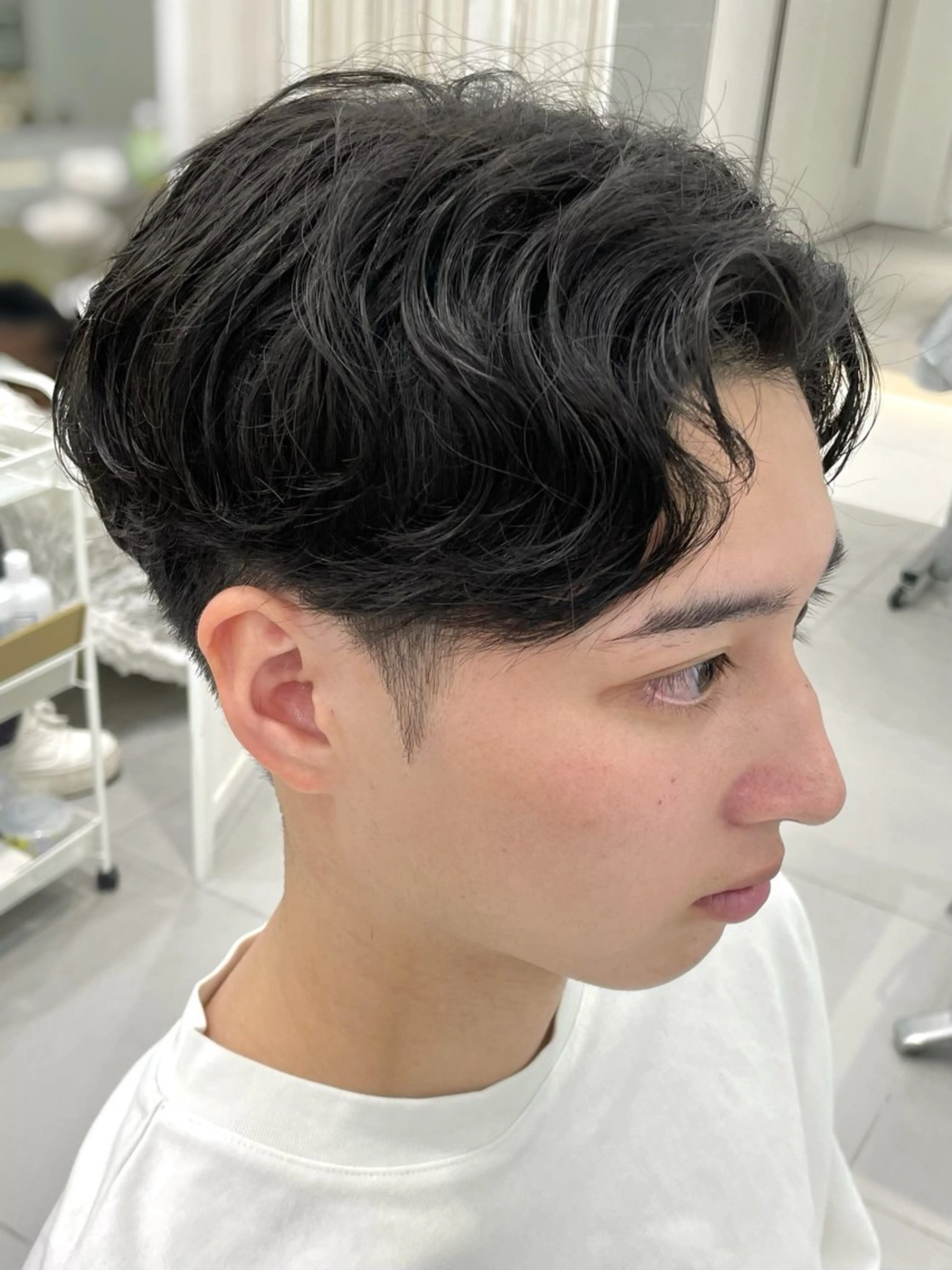 ショート メンズ センターパート ショートヘア カット センターパート/ マッシュ 小野 樹のヘアスタイル