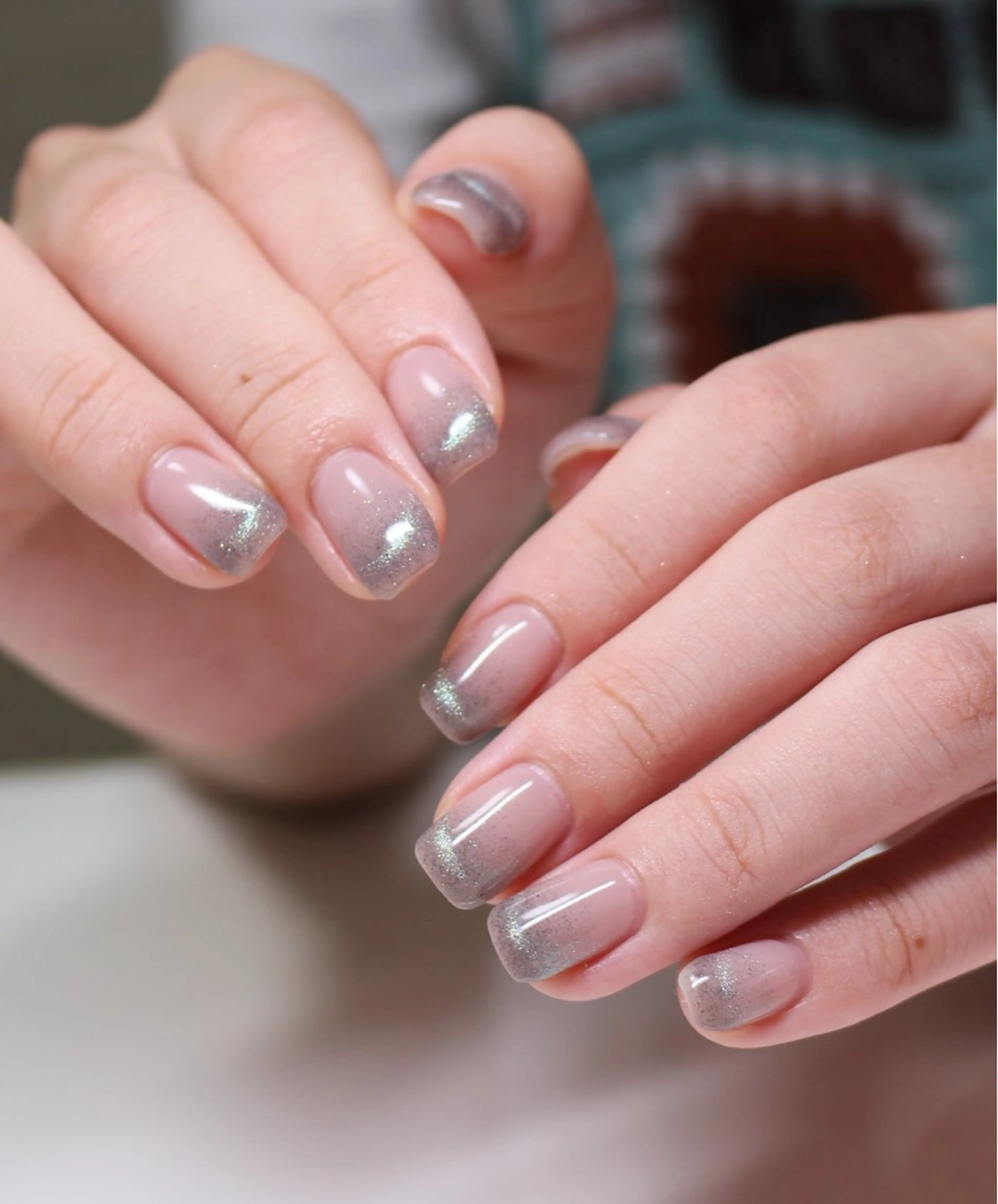 ネイル ブルー フレンチネイル キラキラネイル マグネットネイル マグネットフレンチ ハンドネイル Baku Nailsのネイルデザイン