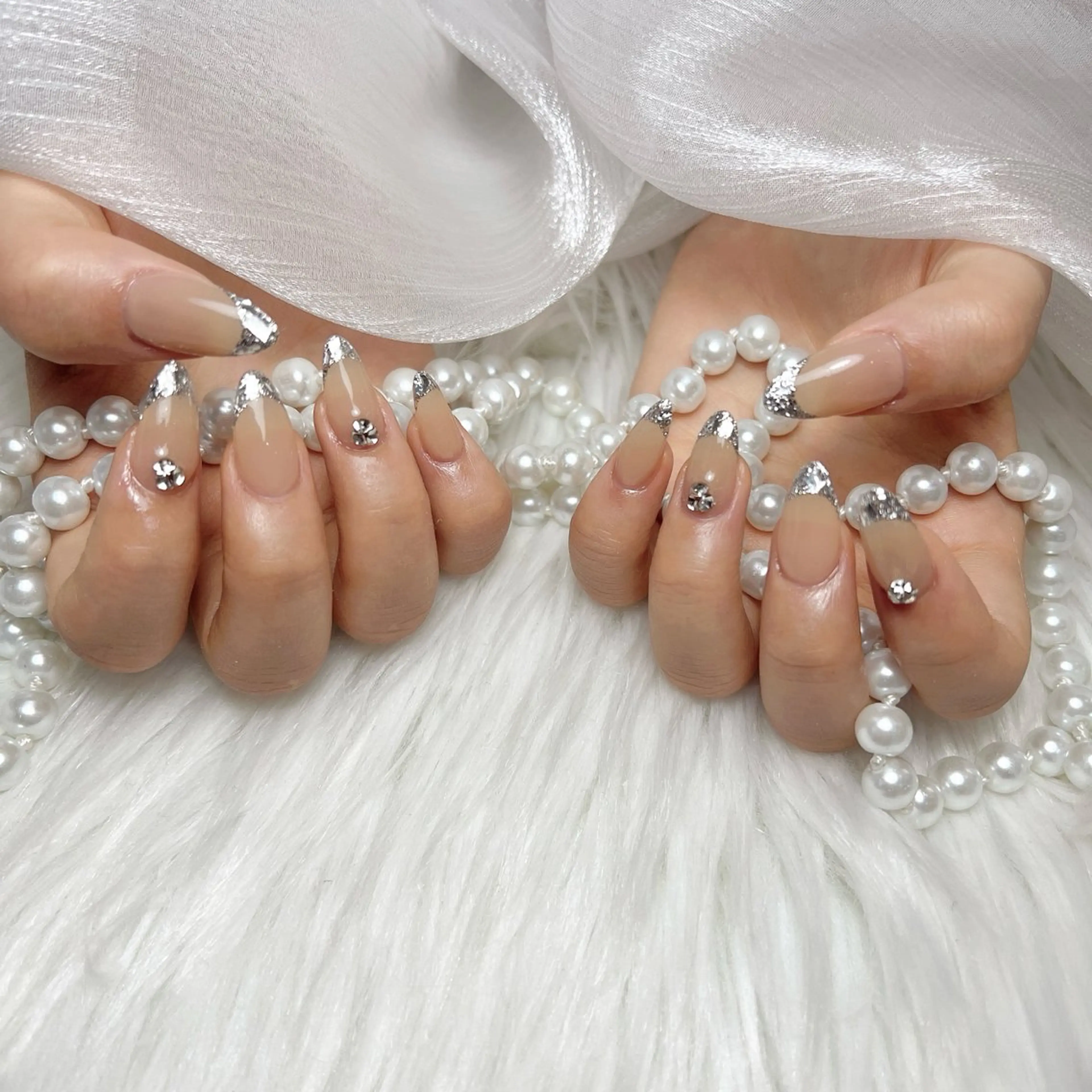 ネイル 長さ出し フットネイル フレンチネイル ガラスフレンチ グラデーション ハンドネイル M2beauty Renaのネイルデザイン