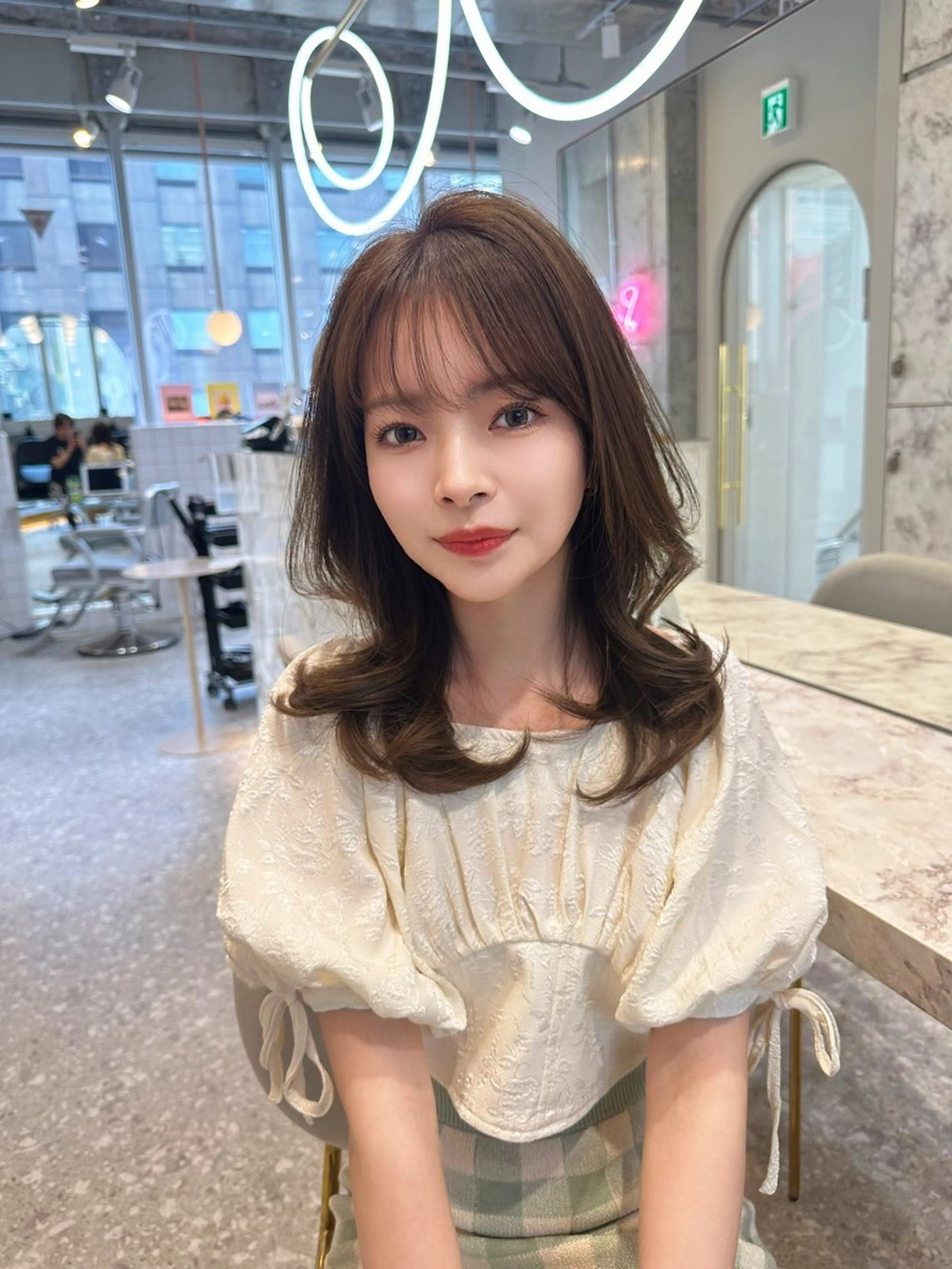 セミロング カラー レイヤーカット カット ヘアカラー トリートメント 新宿/韓国風レイヤー 髪質改善/渋谷直樹のヘアスタイル